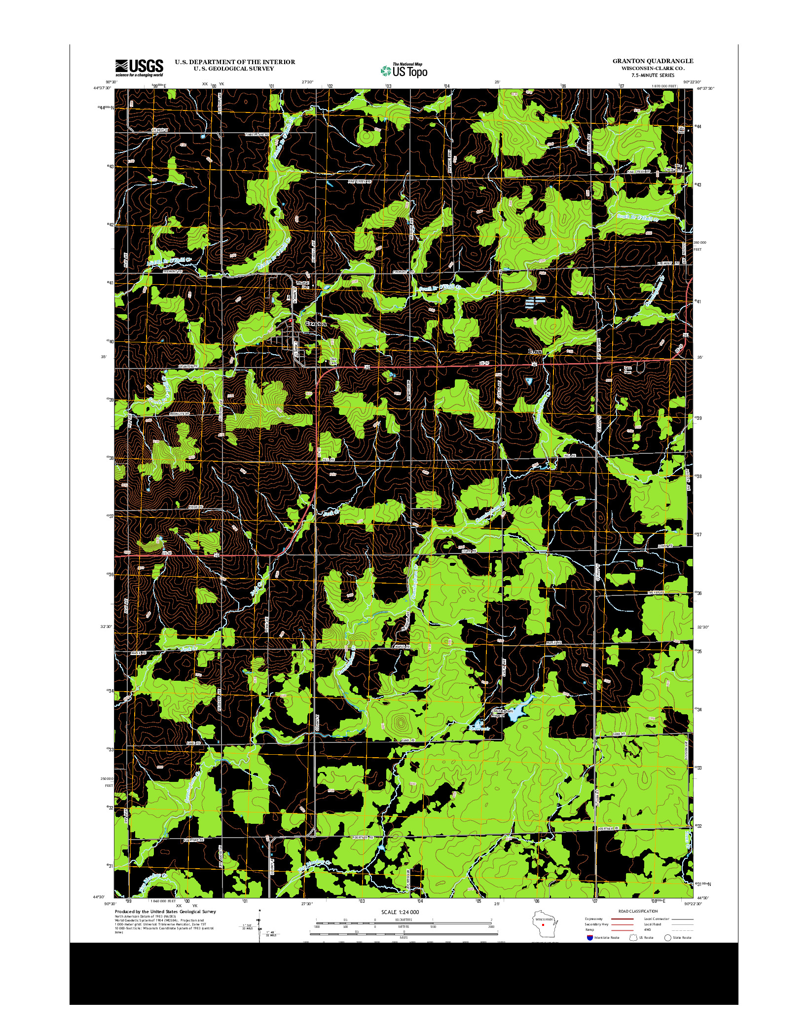 USGS US TOPO 7.5-MINUTE MAP FOR GRANTON, WI 2013