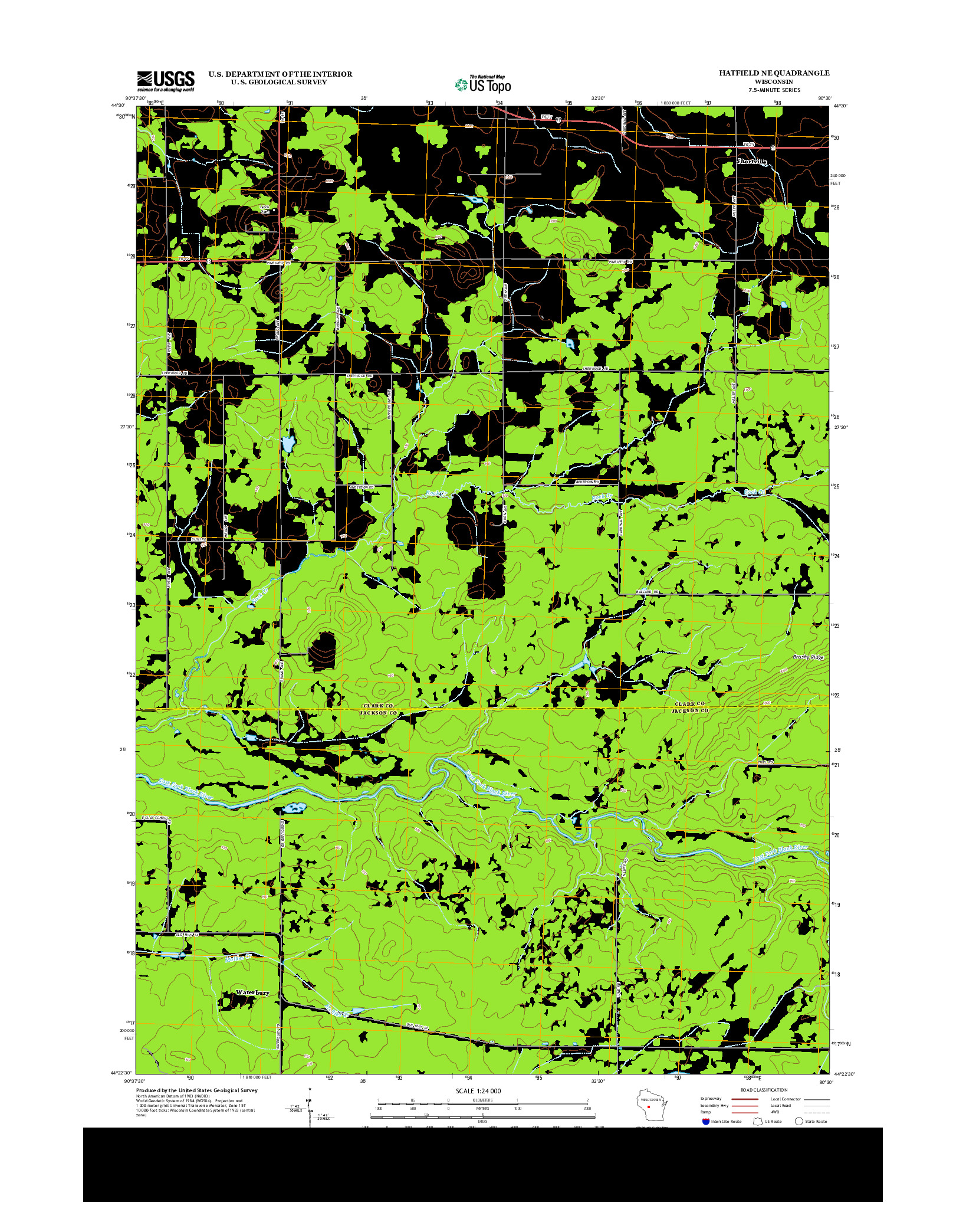 USGS US TOPO 7.5-MINUTE MAP FOR HATFIELD NE, WI 2013