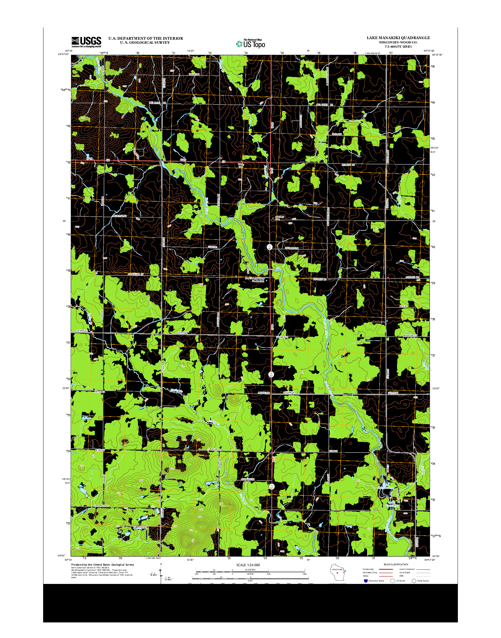 USGS US TOPO 7.5-MINUTE MAP FOR LAKE MANAKIKI, WI 2013