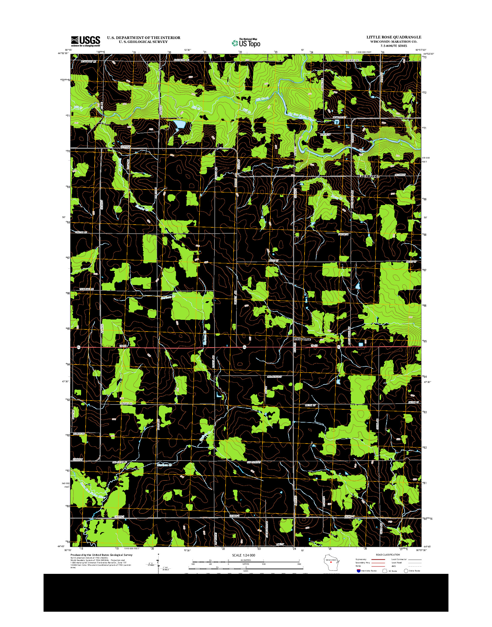 USGS US TOPO 7.5-MINUTE MAP FOR LITTLE ROSE, WI 2013