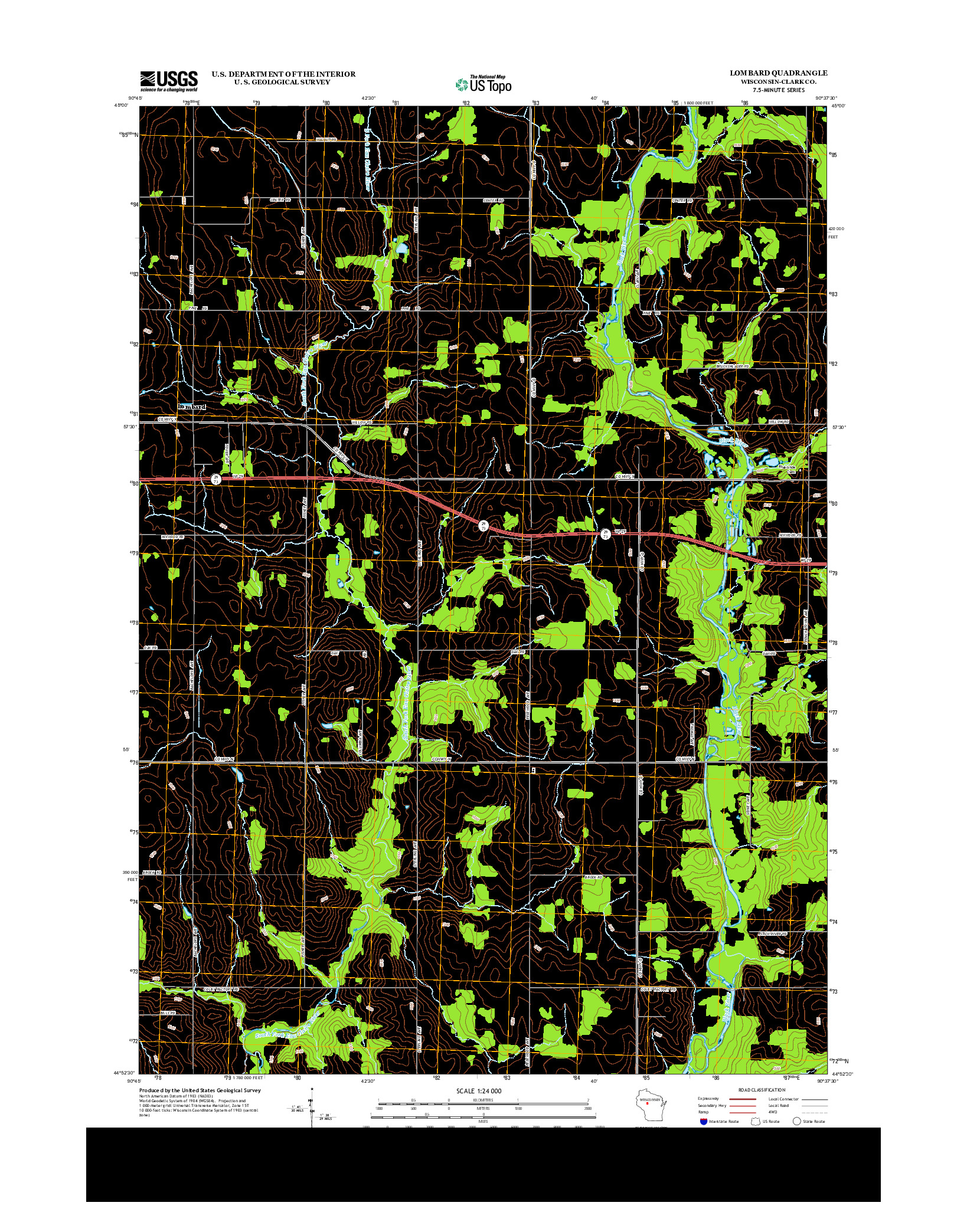 USGS US TOPO 7.5-MINUTE MAP FOR LOMBARD, WI 2013