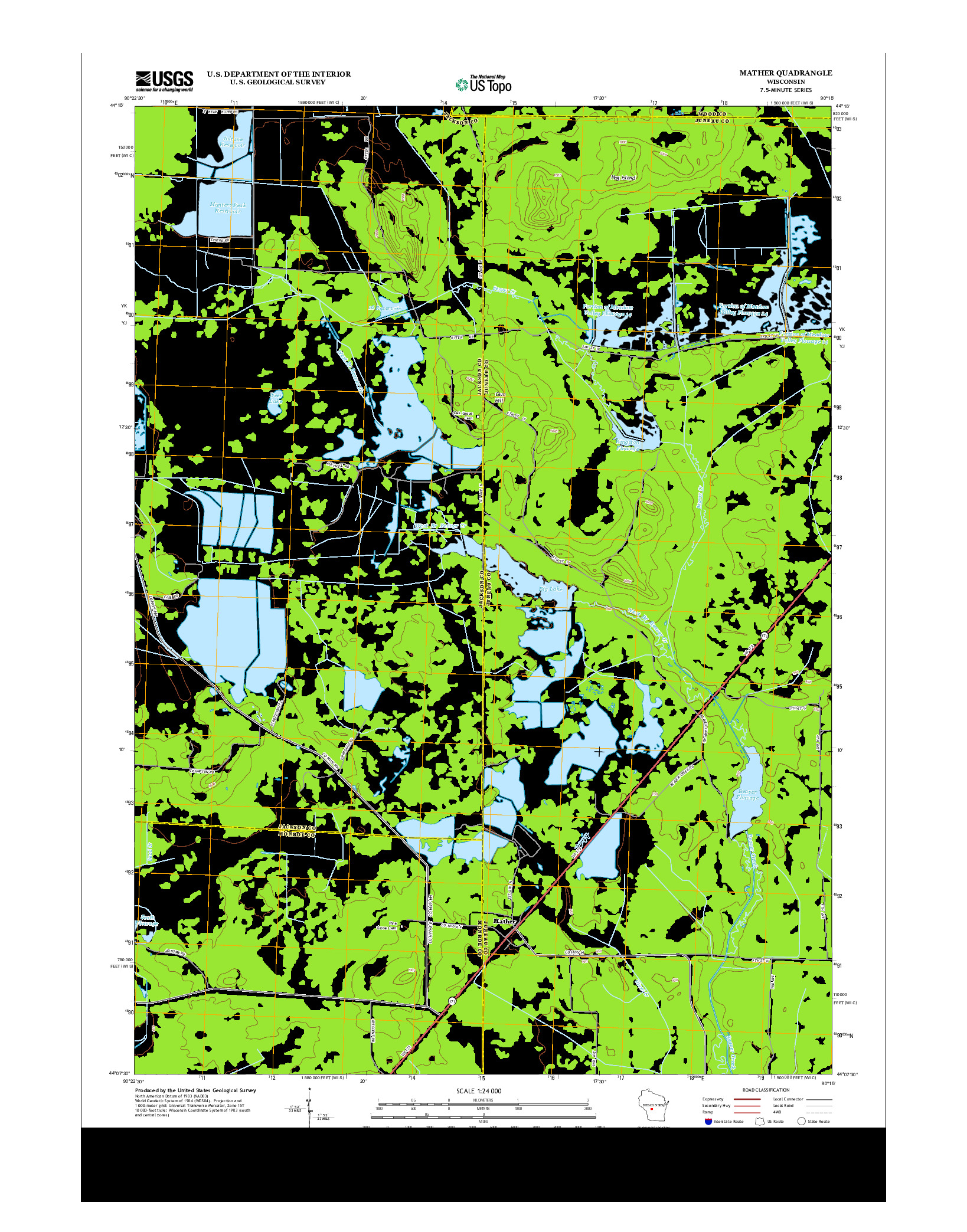 USGS US TOPO 7.5-MINUTE MAP FOR MATHER, WI 2013