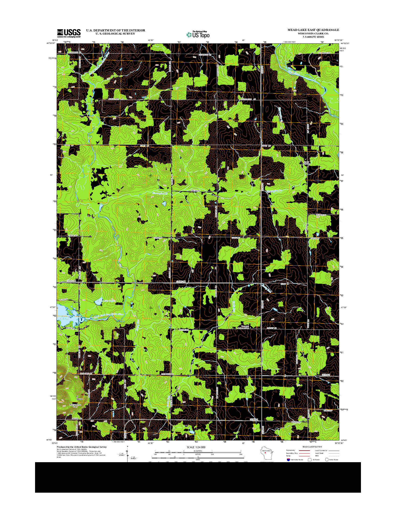 USGS US TOPO 7.5-MINUTE MAP FOR MEAD LAKE EAST, WI 2013