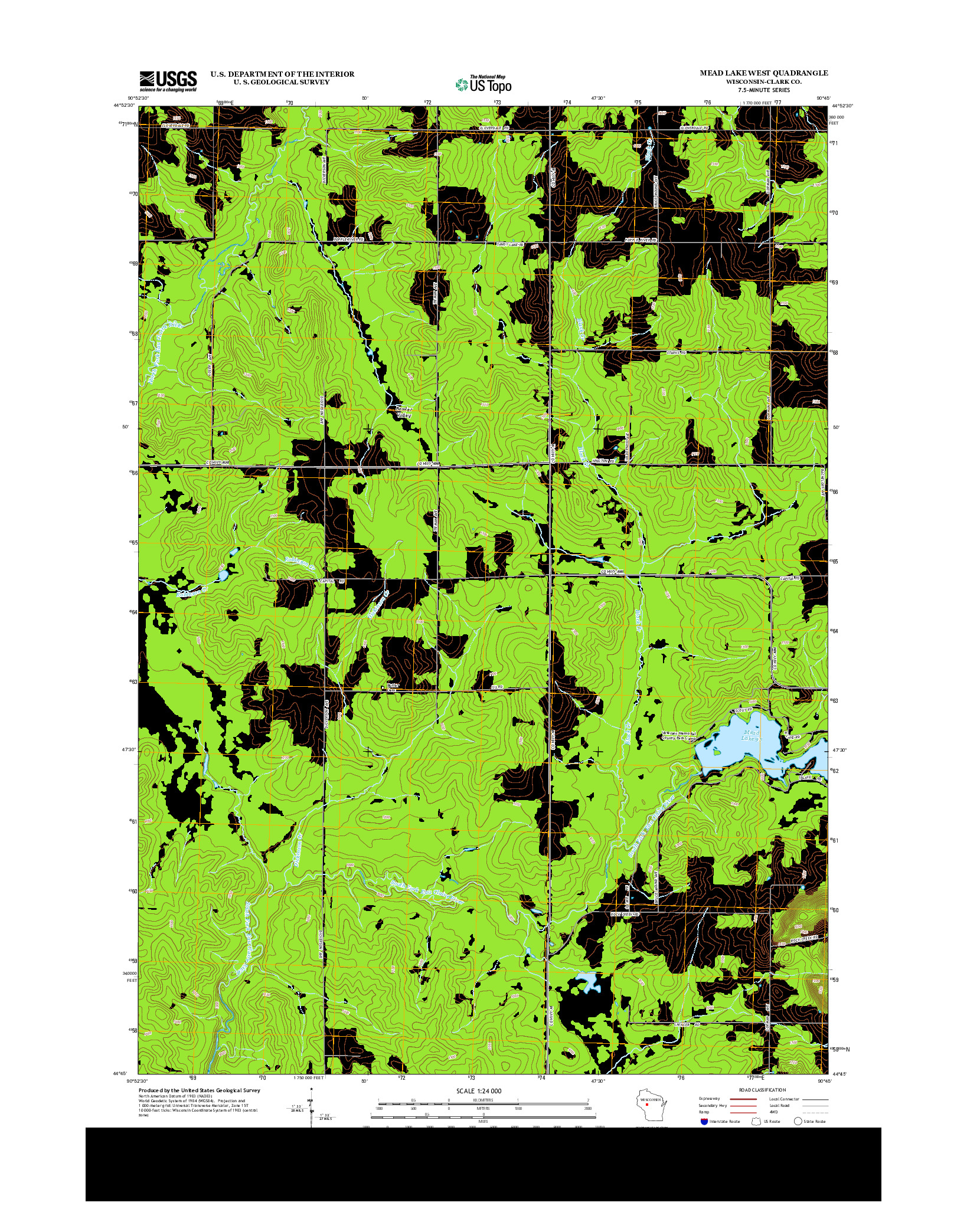 USGS US TOPO 7.5-MINUTE MAP FOR MEAD LAKE WEST, WI 2013