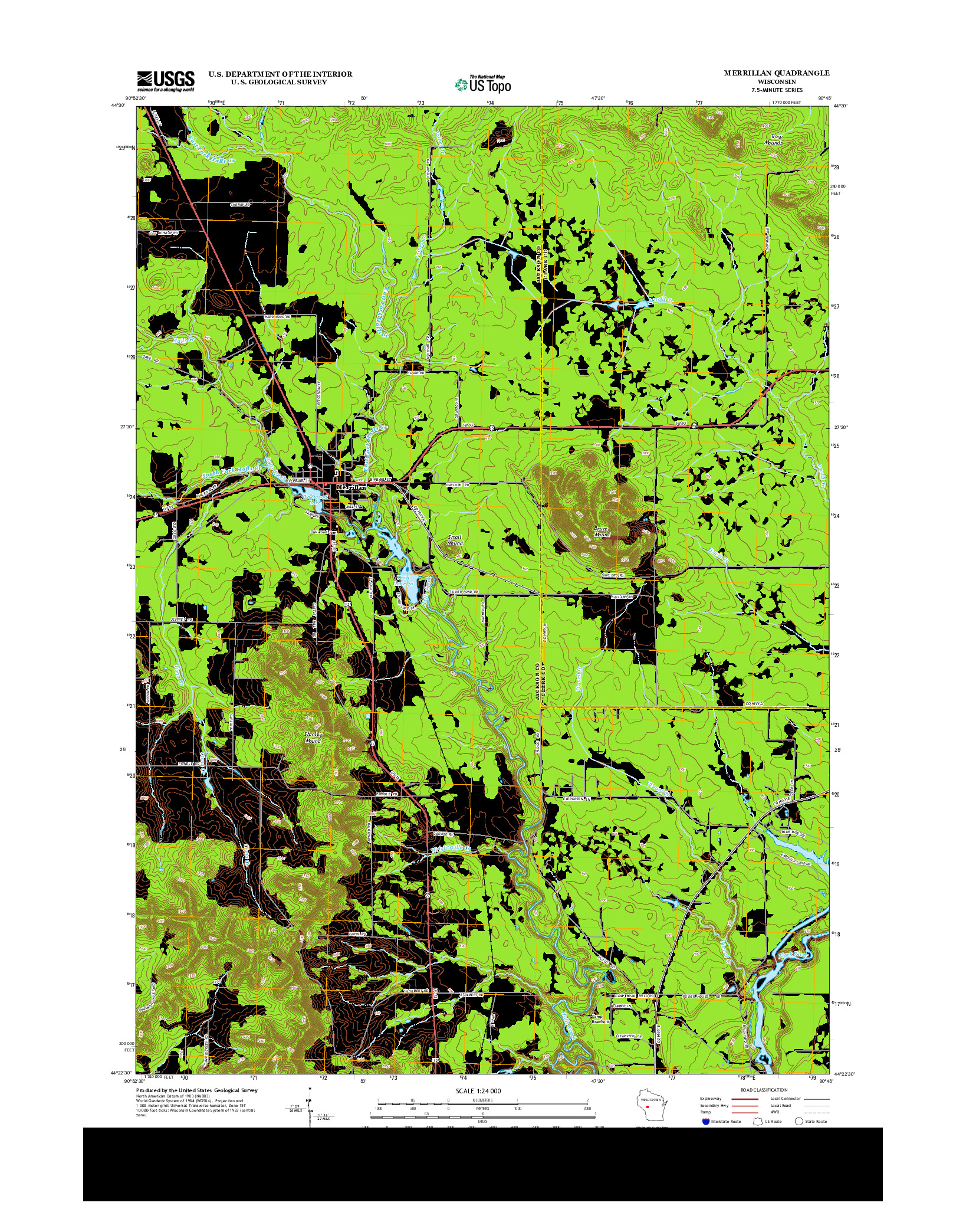 USGS US TOPO 7.5-MINUTE MAP FOR MERRILLAN, WI 2013