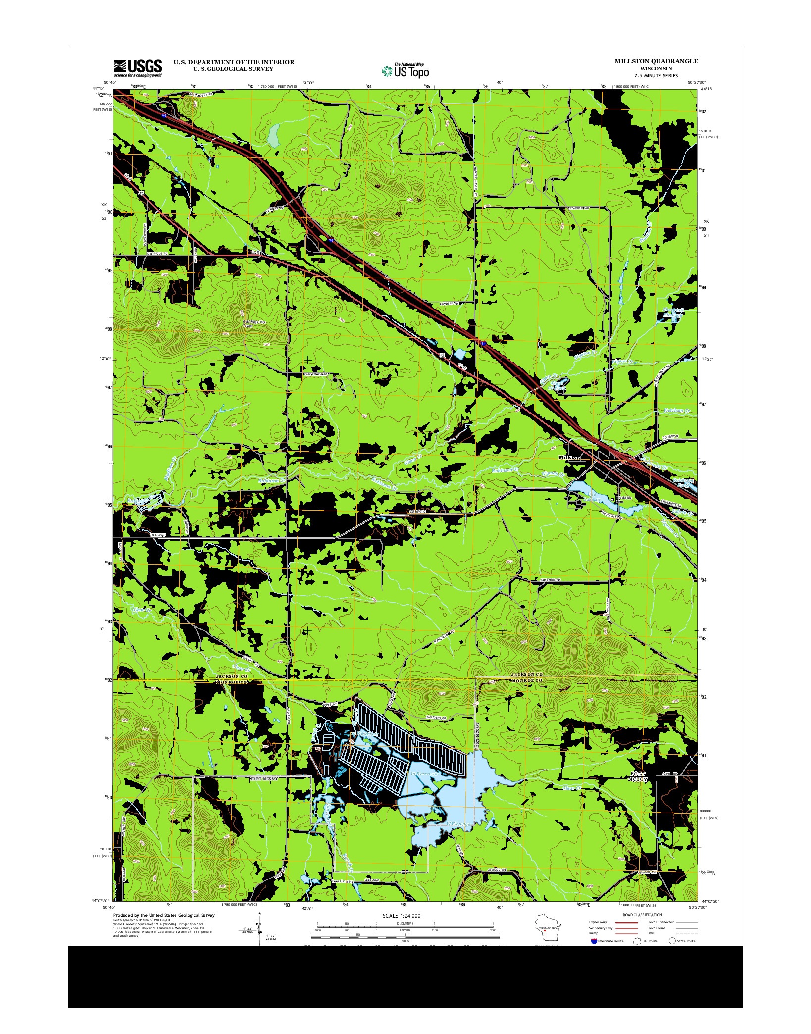 USGS US TOPO 7.5-MINUTE MAP FOR MILLSTON, WI 2013