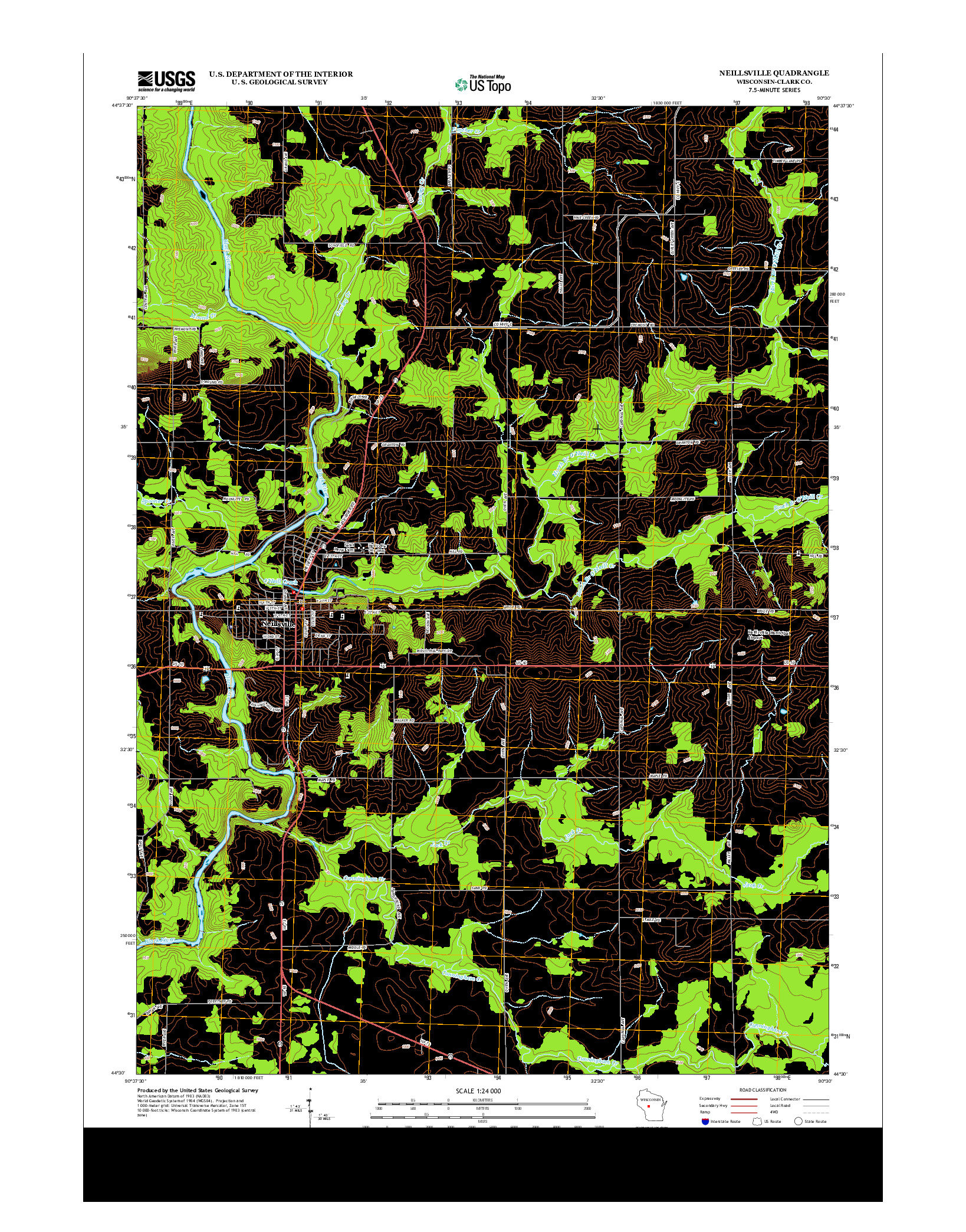 USGS US TOPO 7.5-MINUTE MAP FOR NEILLSVILLE, WI 2013