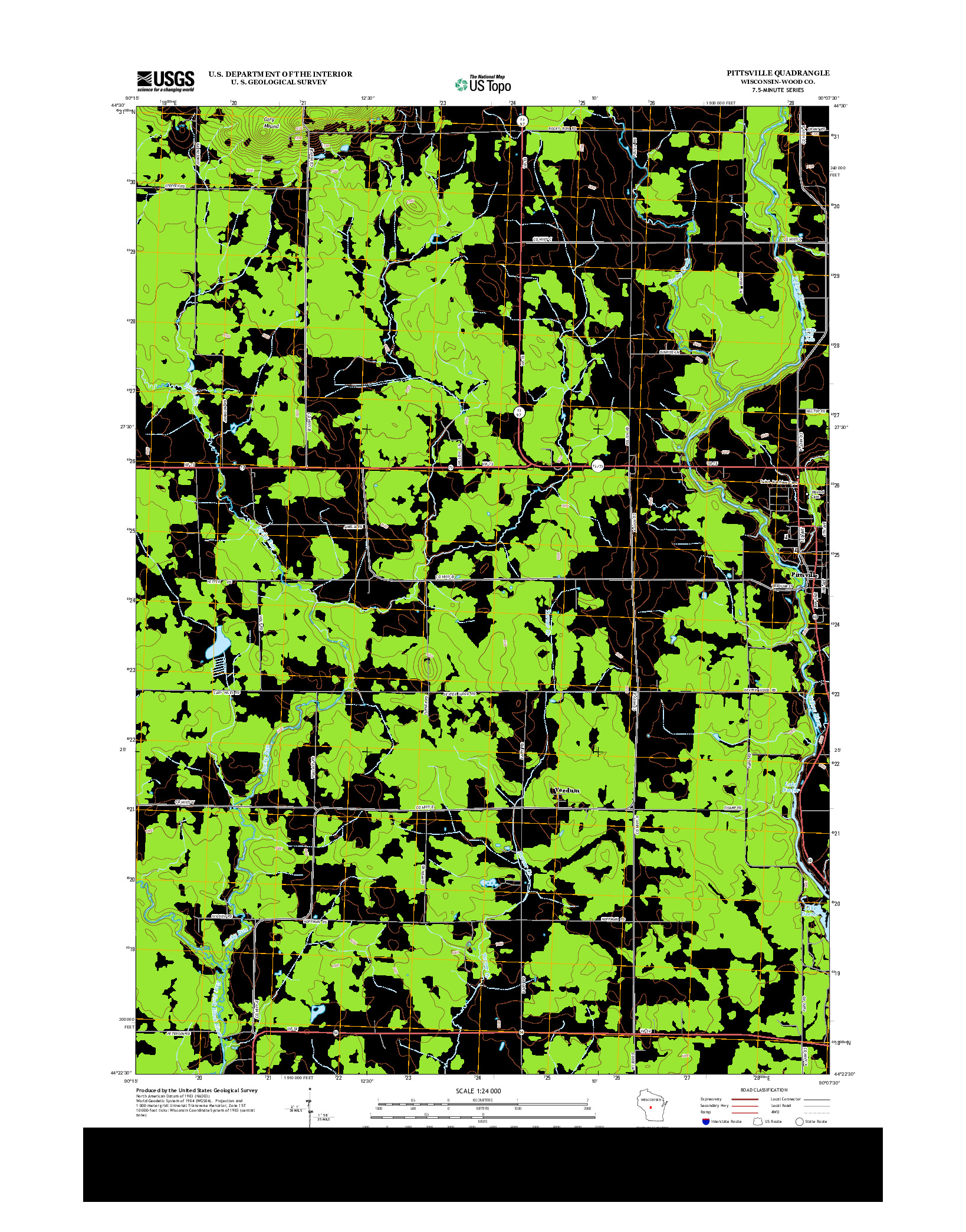 USGS US TOPO 7.5-MINUTE MAP FOR PITTSVILLE, WI 2013