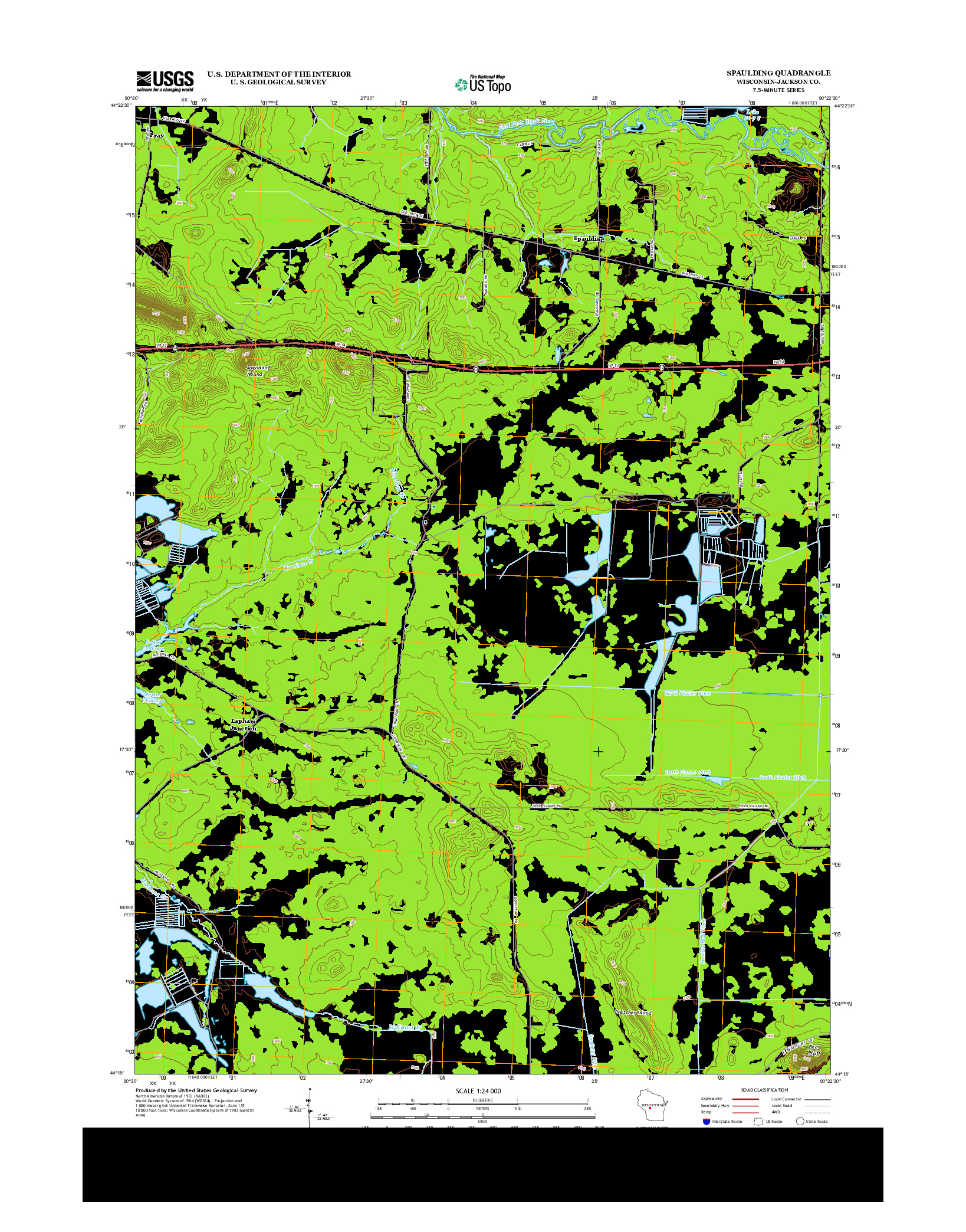 USGS US TOPO 7.5-MINUTE MAP FOR SPAULDING, WI 2013