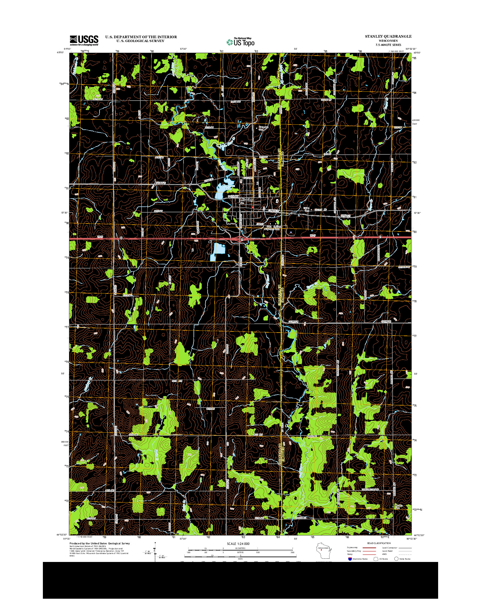 USGS US TOPO 7.5-MINUTE MAP FOR STANLEY, WI 2013