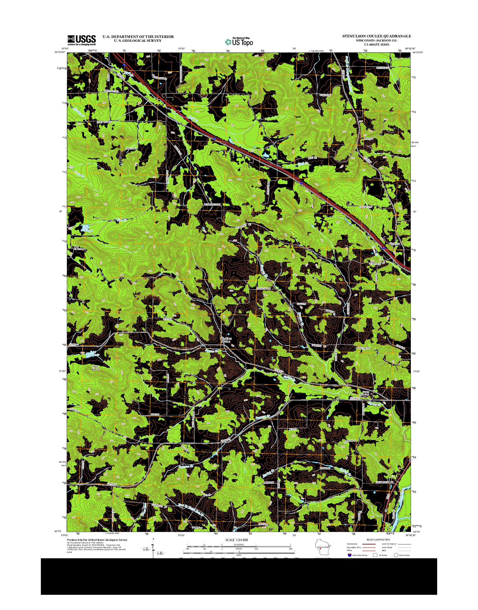 USGS US TOPO 7.5-MINUTE MAP FOR STENULSON COULEE, WI 2013