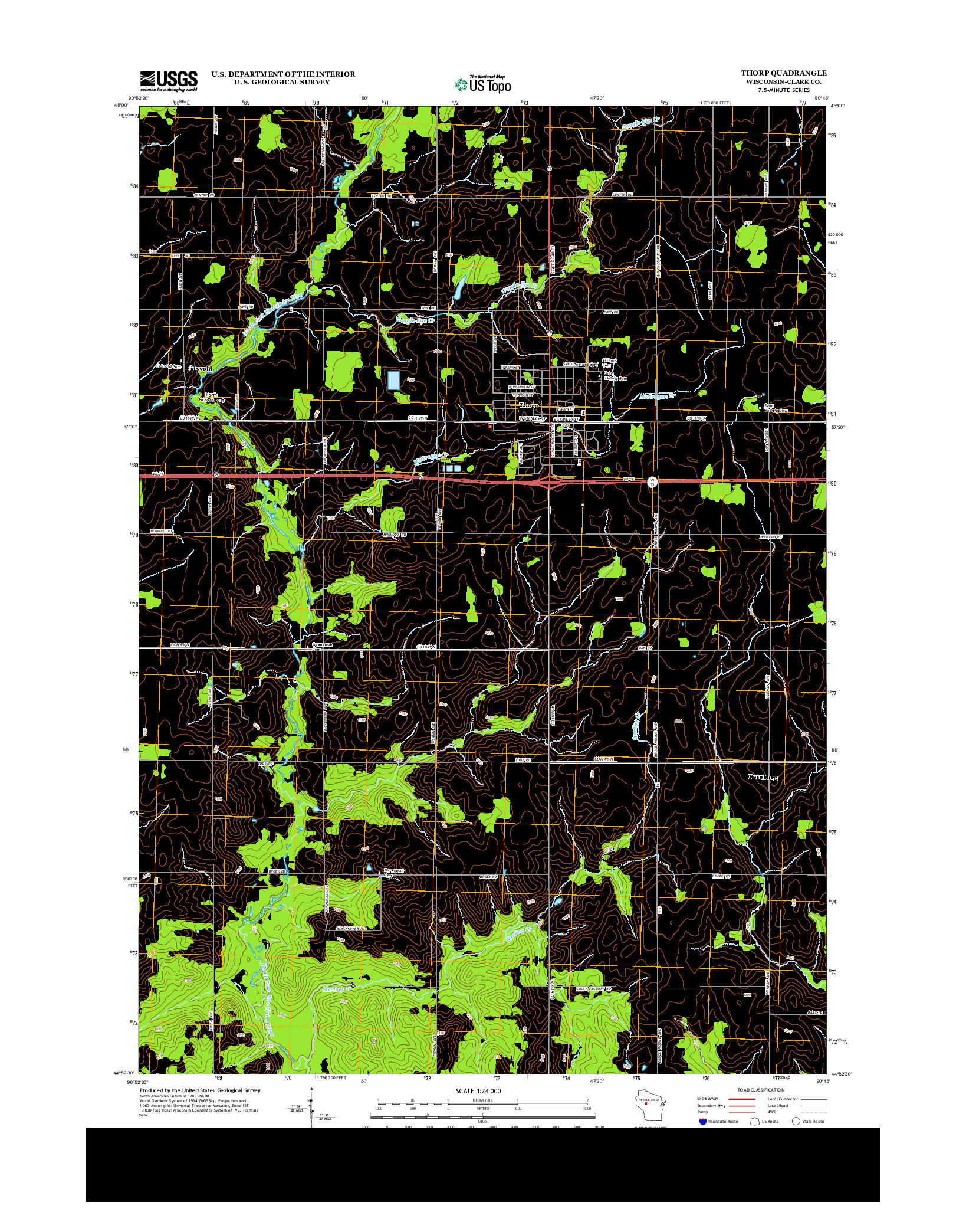 USGS US TOPO 7.5-MINUTE MAP FOR THORP, WI 2013