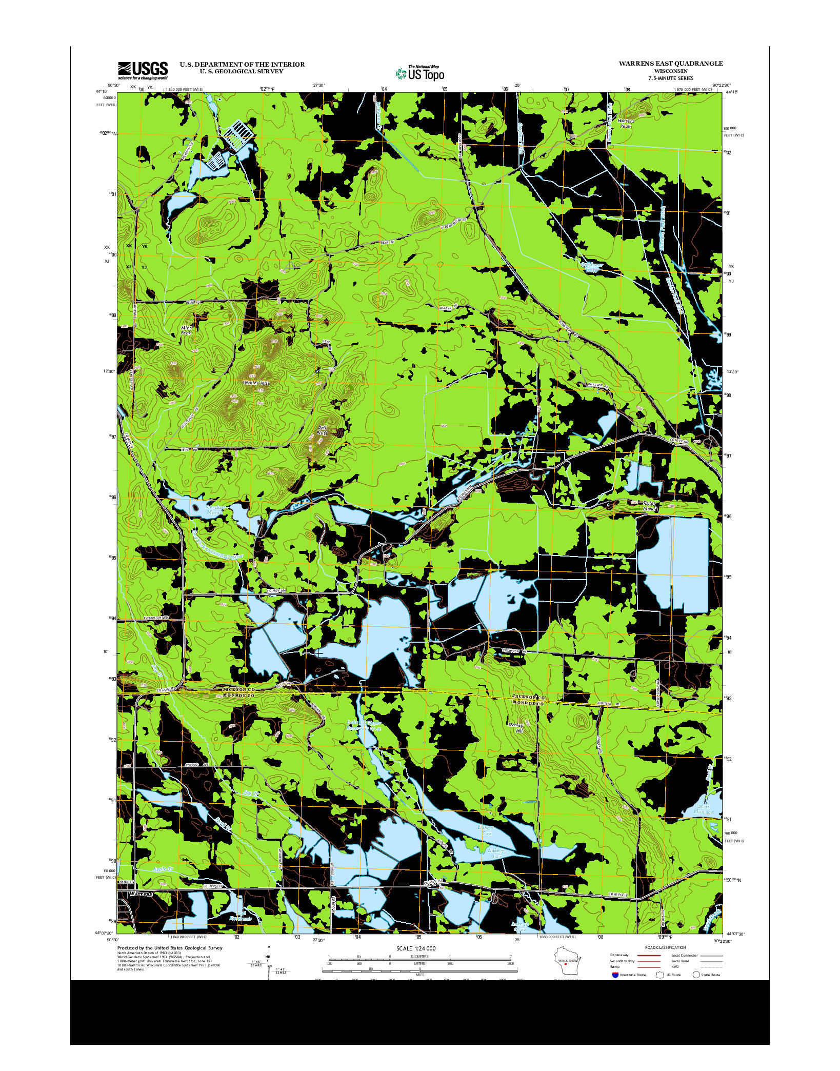 USGS US TOPO 7.5-MINUTE MAP FOR WARRENS EAST, WI 2013