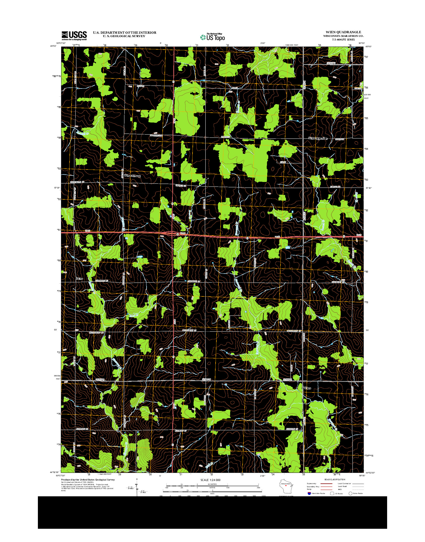 USGS US TOPO 7.5-MINUTE MAP FOR WIEN, WI 2013