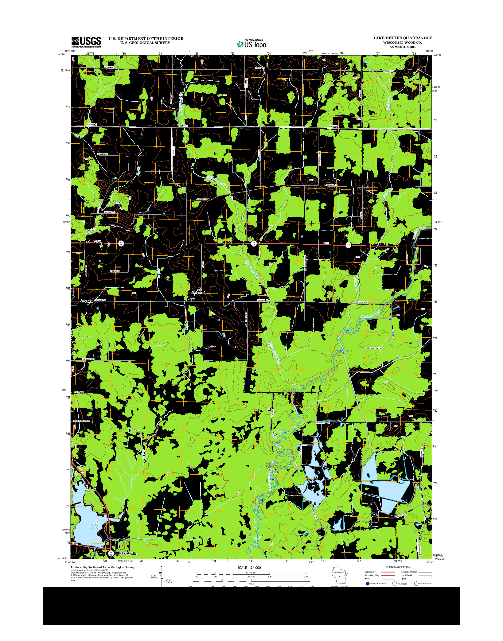 USGS US TOPO 7.5-MINUTE MAP FOR LAKE DEXTER, WI 2013