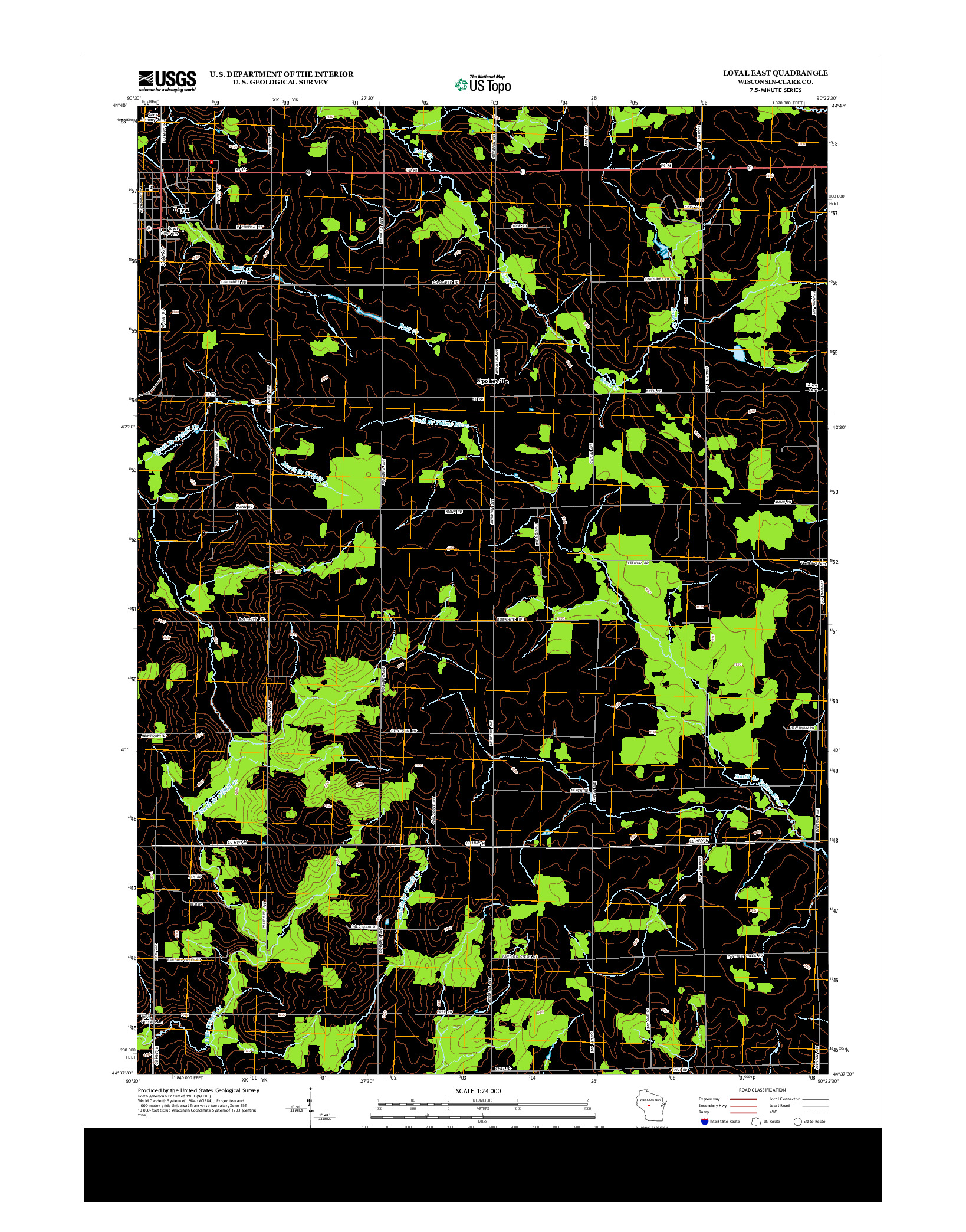 USGS US TOPO 7.5-MINUTE MAP FOR LOYAL EAST, WI 2013