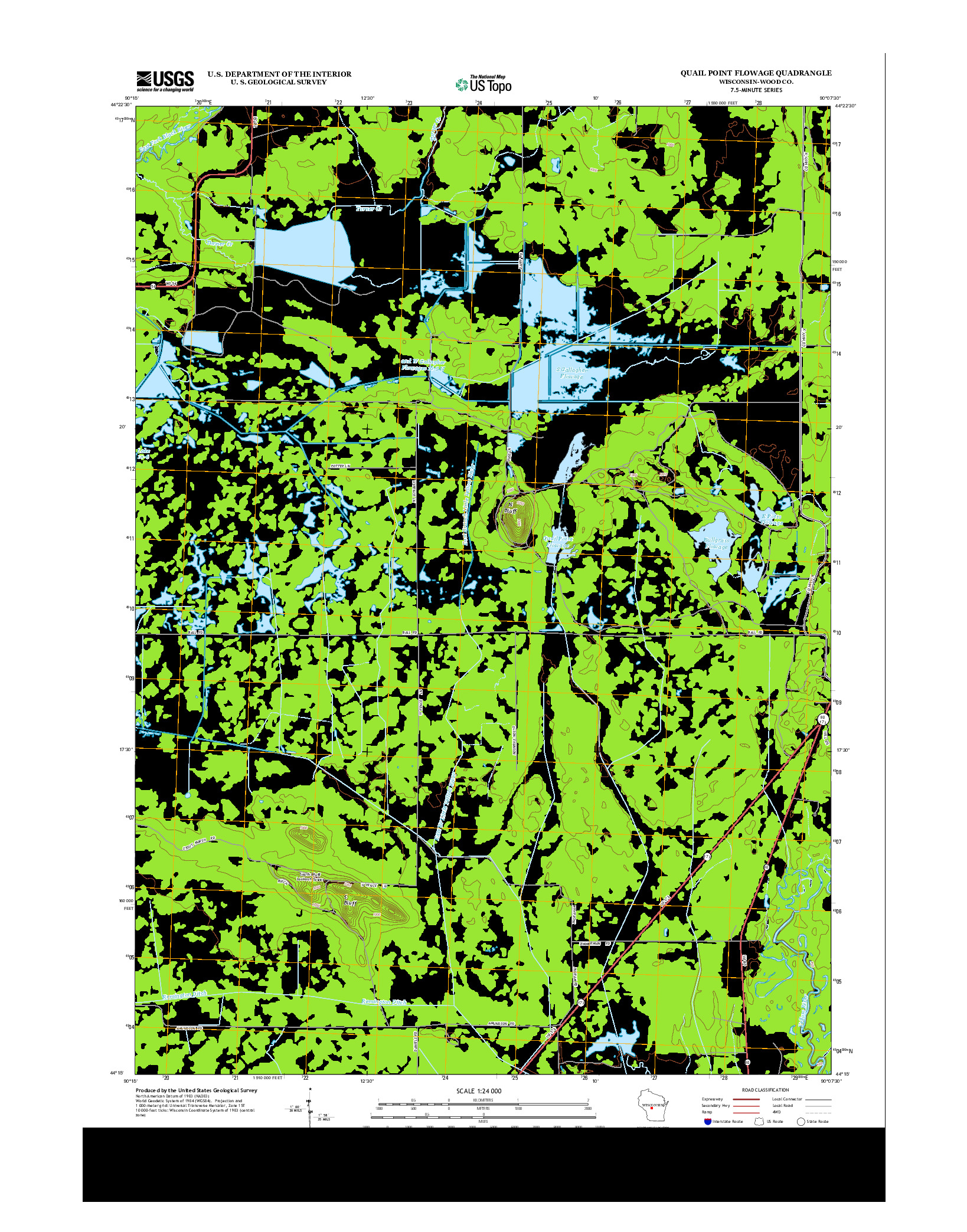 USGS US TOPO 7.5-MINUTE MAP FOR QUAIL POINT FLOWAGE, WI 2013