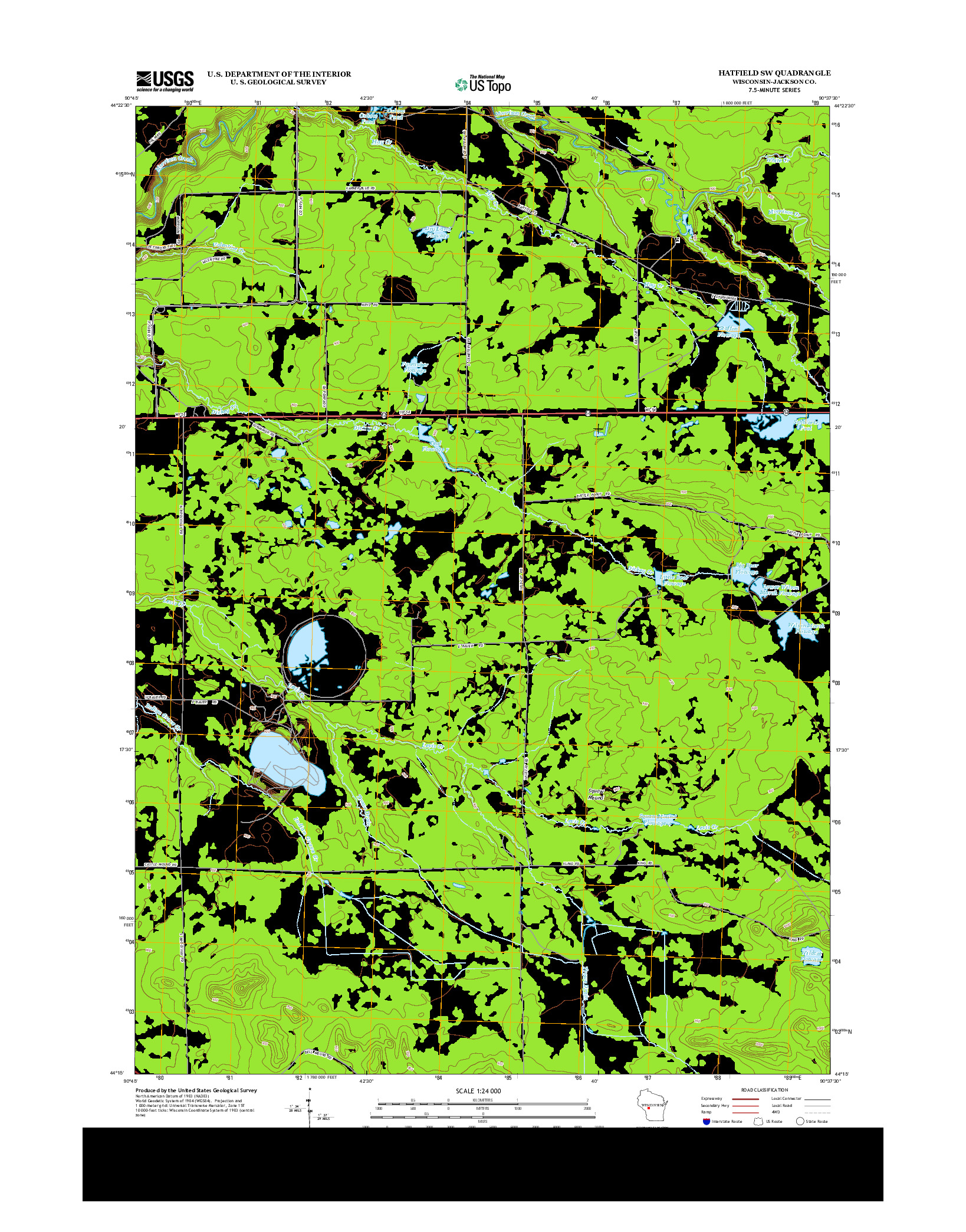 USGS US TOPO 7.5-MINUTE MAP FOR HATFIELD SW, WI 2013