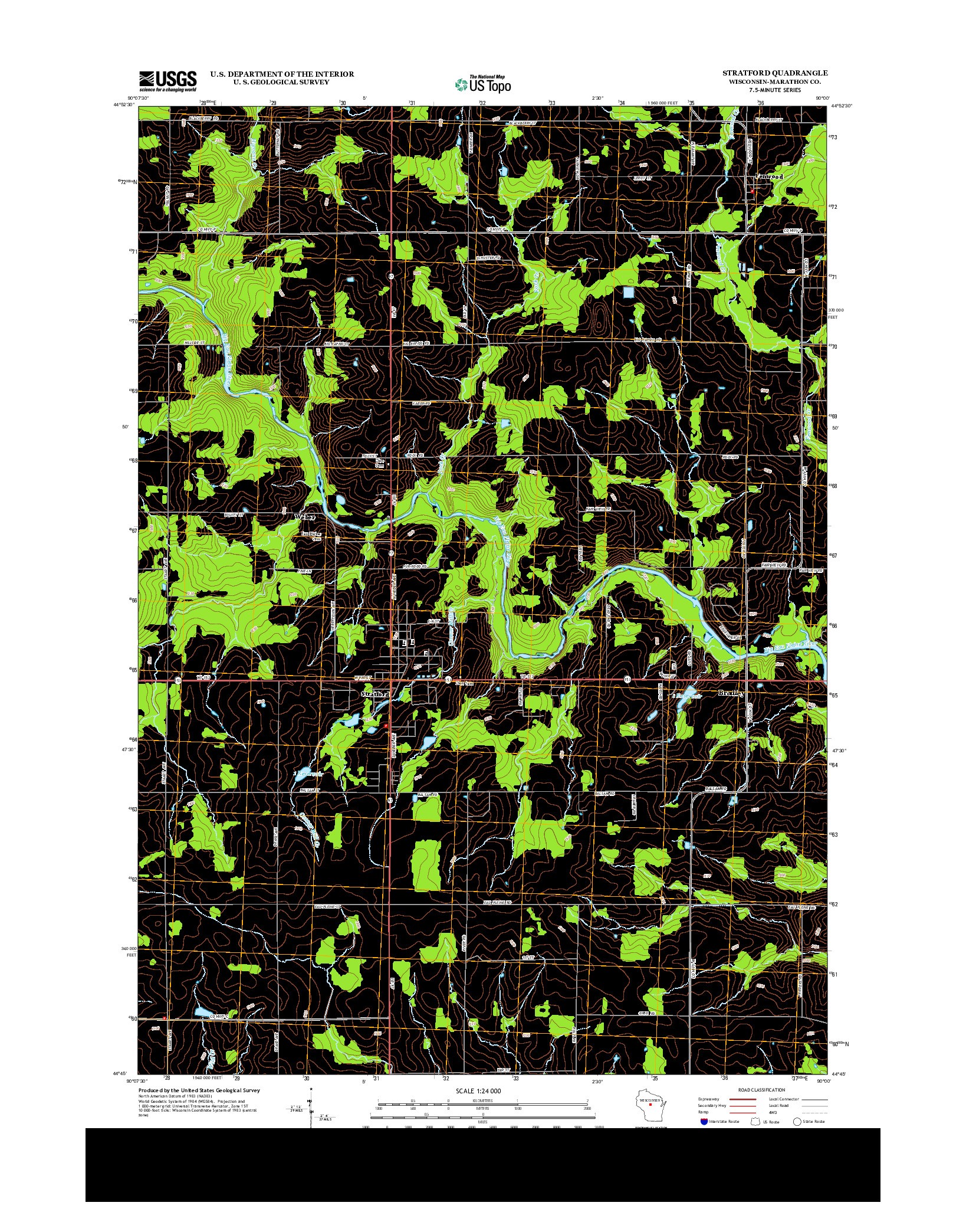 USGS US TOPO 7.5-MINUTE MAP FOR STRATFORD, WI 2013