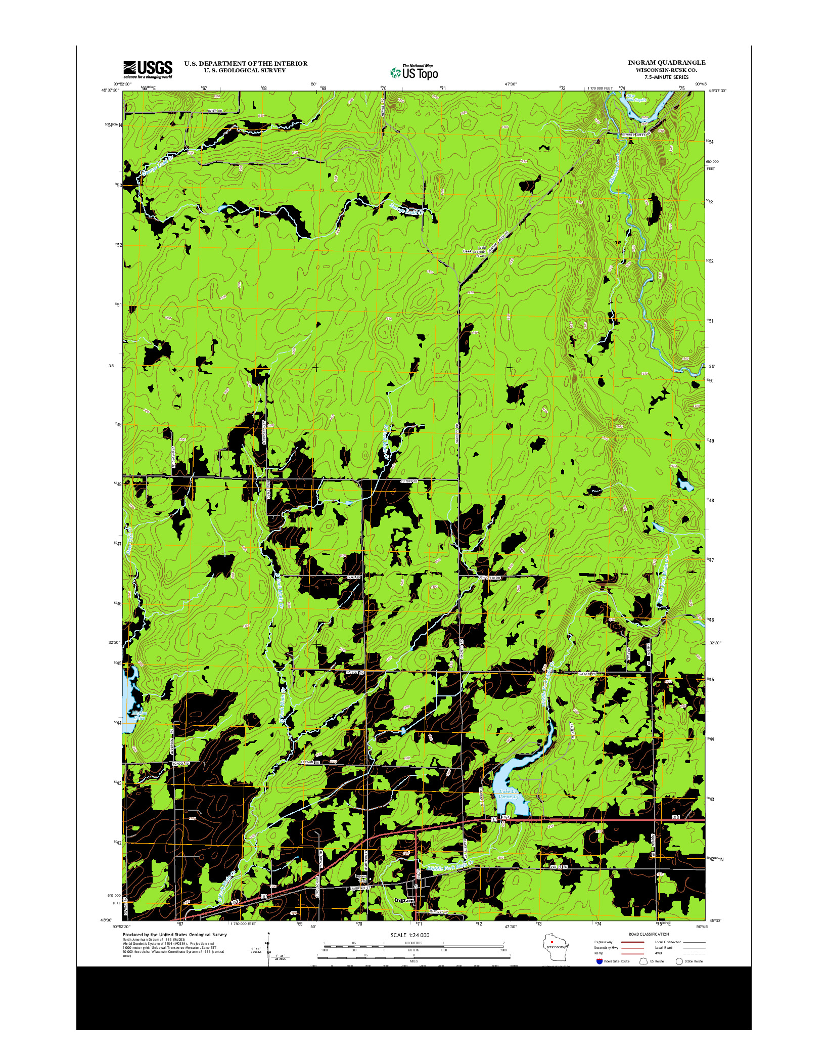USGS US TOPO 7.5-MINUTE MAP FOR INGRAM, WI 2013