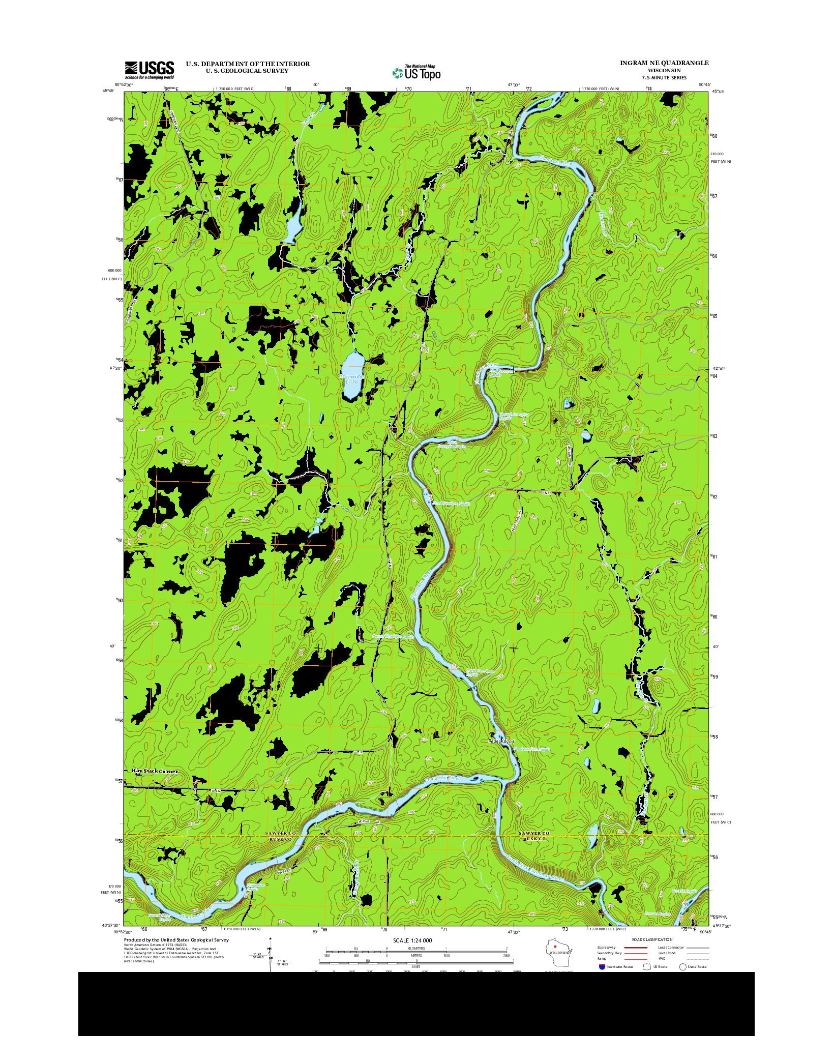 USGS US TOPO 7.5-MINUTE MAP FOR INGRAM NE, WI 2013