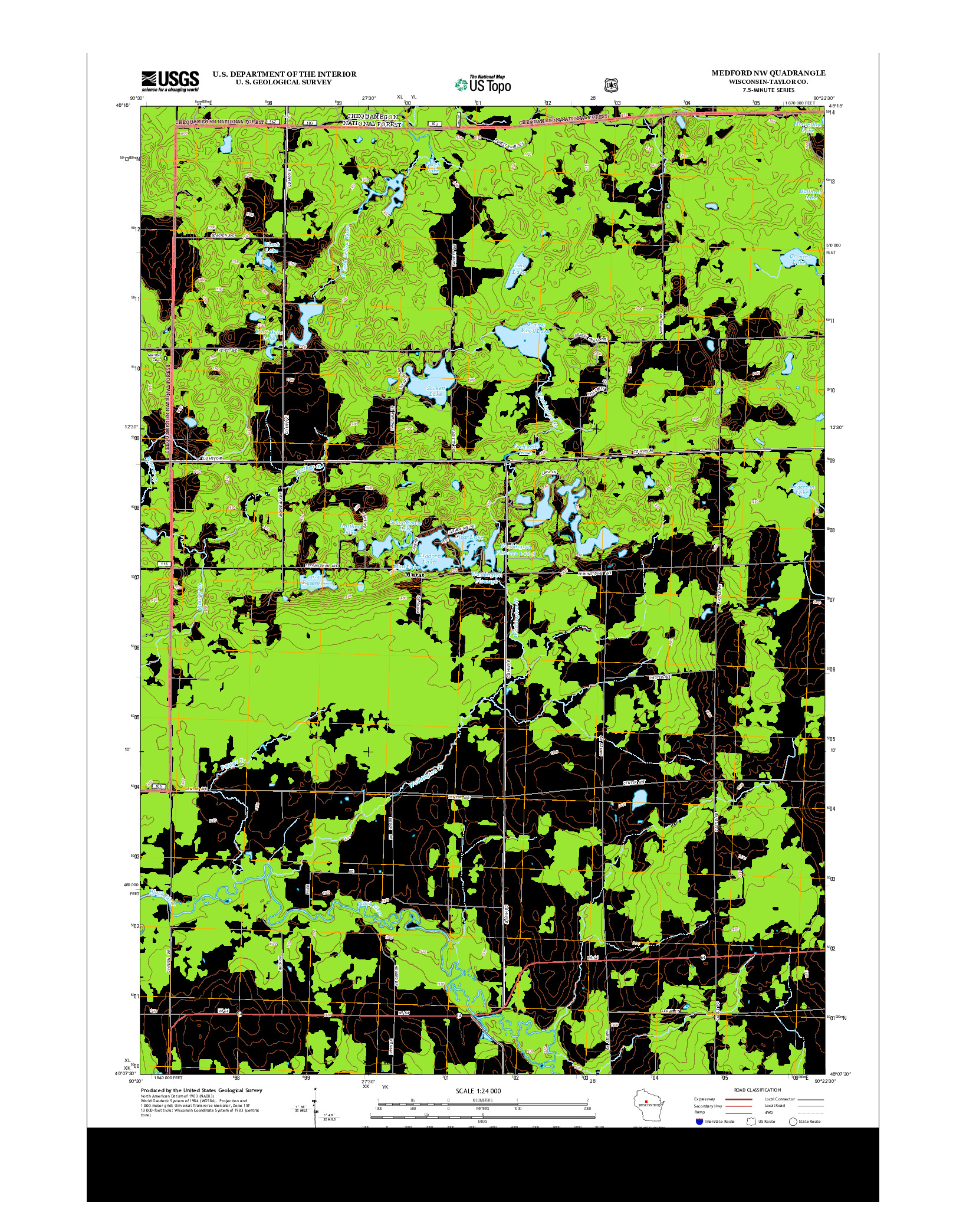 USGS US TOPO 7.5-MINUTE MAP FOR MEDFORD NW, WI 2013