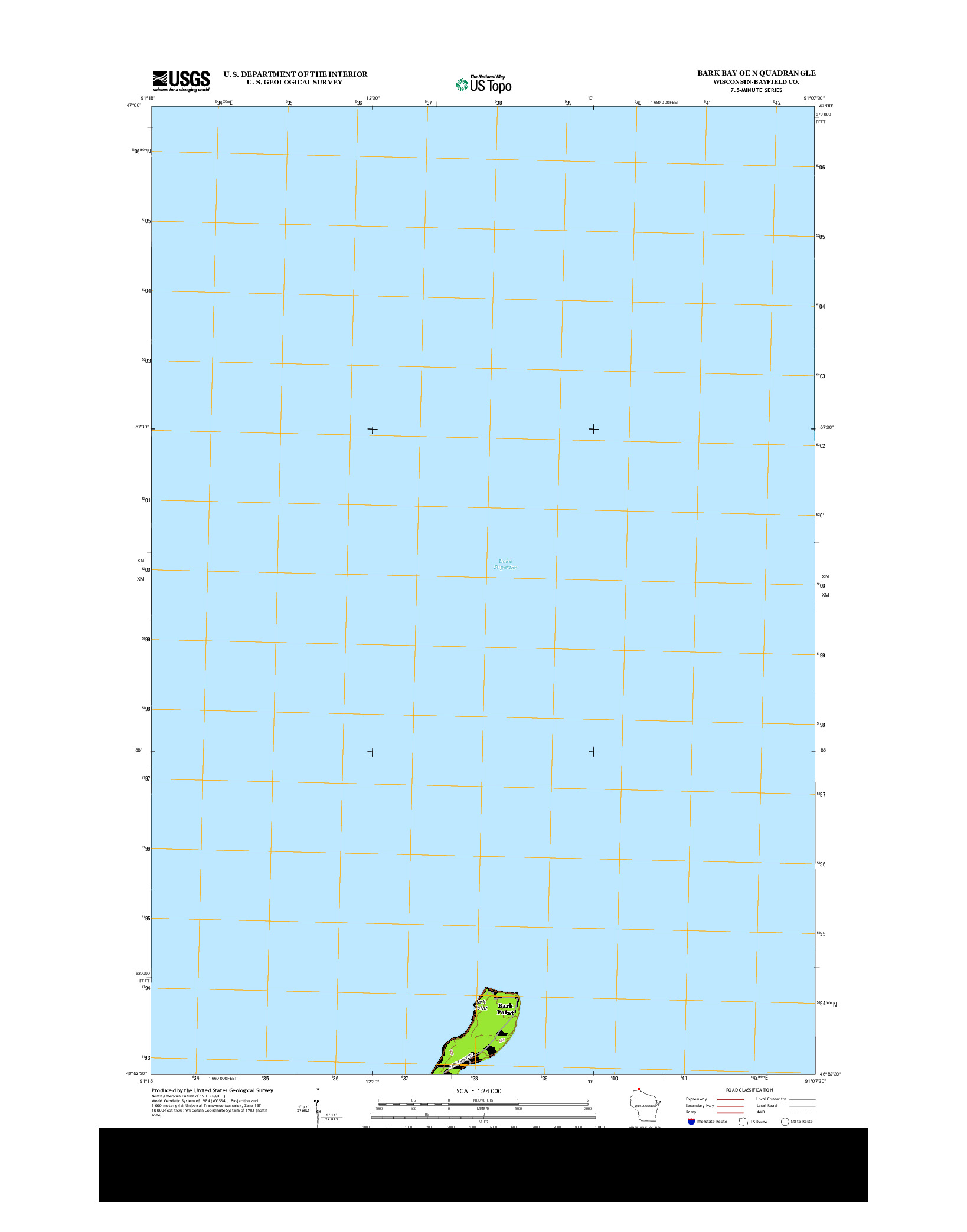 USGS US TOPO 7.5-MINUTE MAP FOR BARK BAY OE N, WI 2013