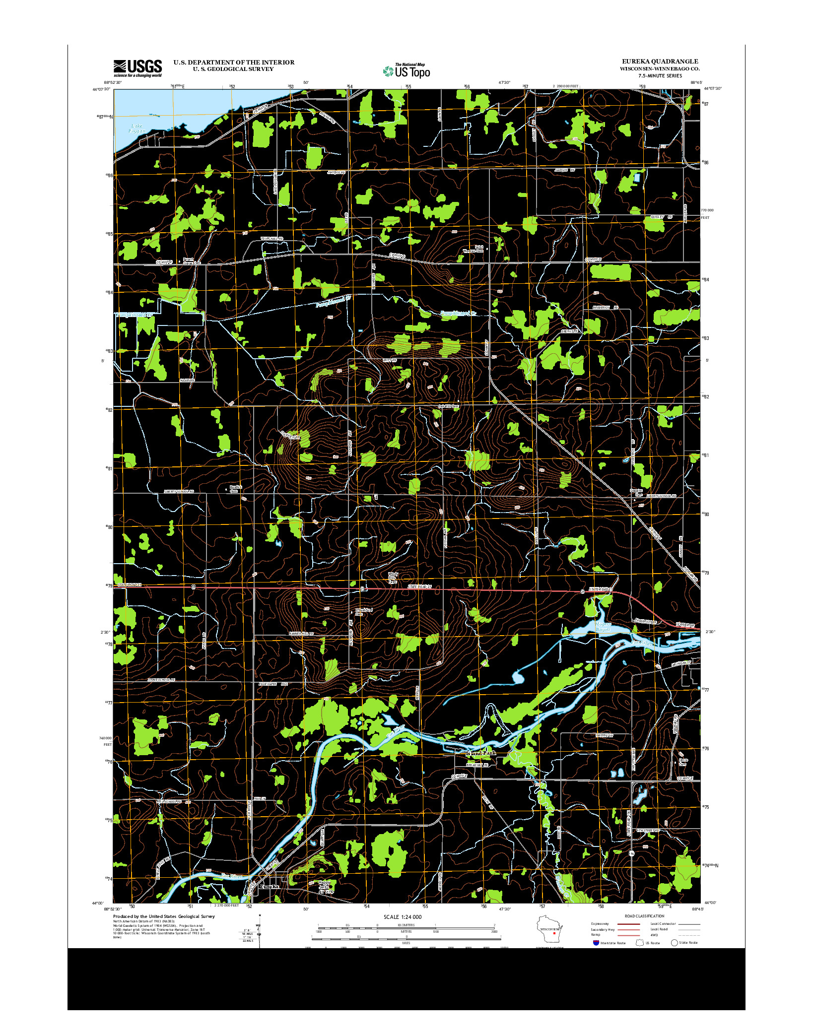 USGS US TOPO 7.5-MINUTE MAP FOR EUREKA, WI 2013