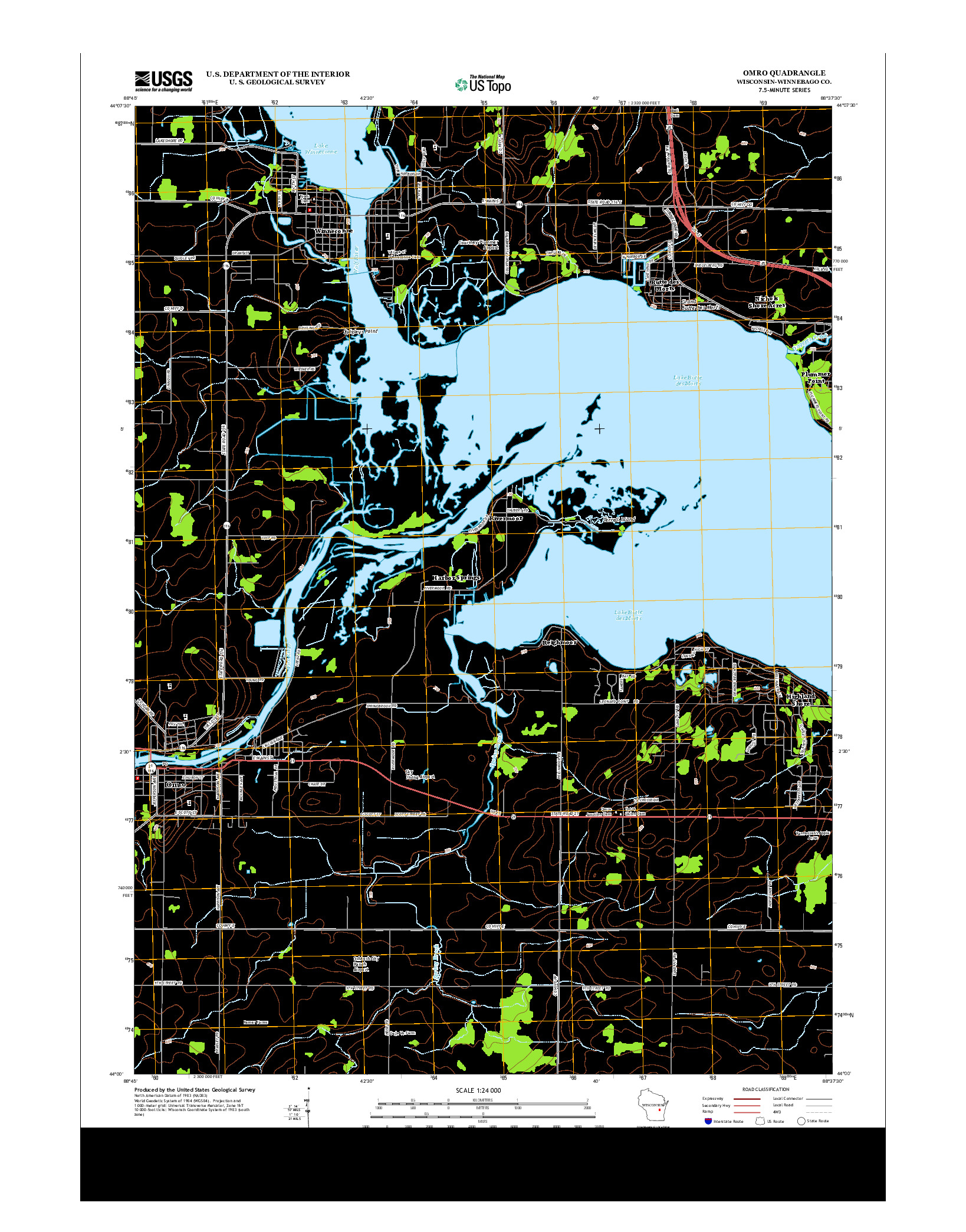 USGS US TOPO 7.5-MINUTE MAP FOR OMRO, WI 2013