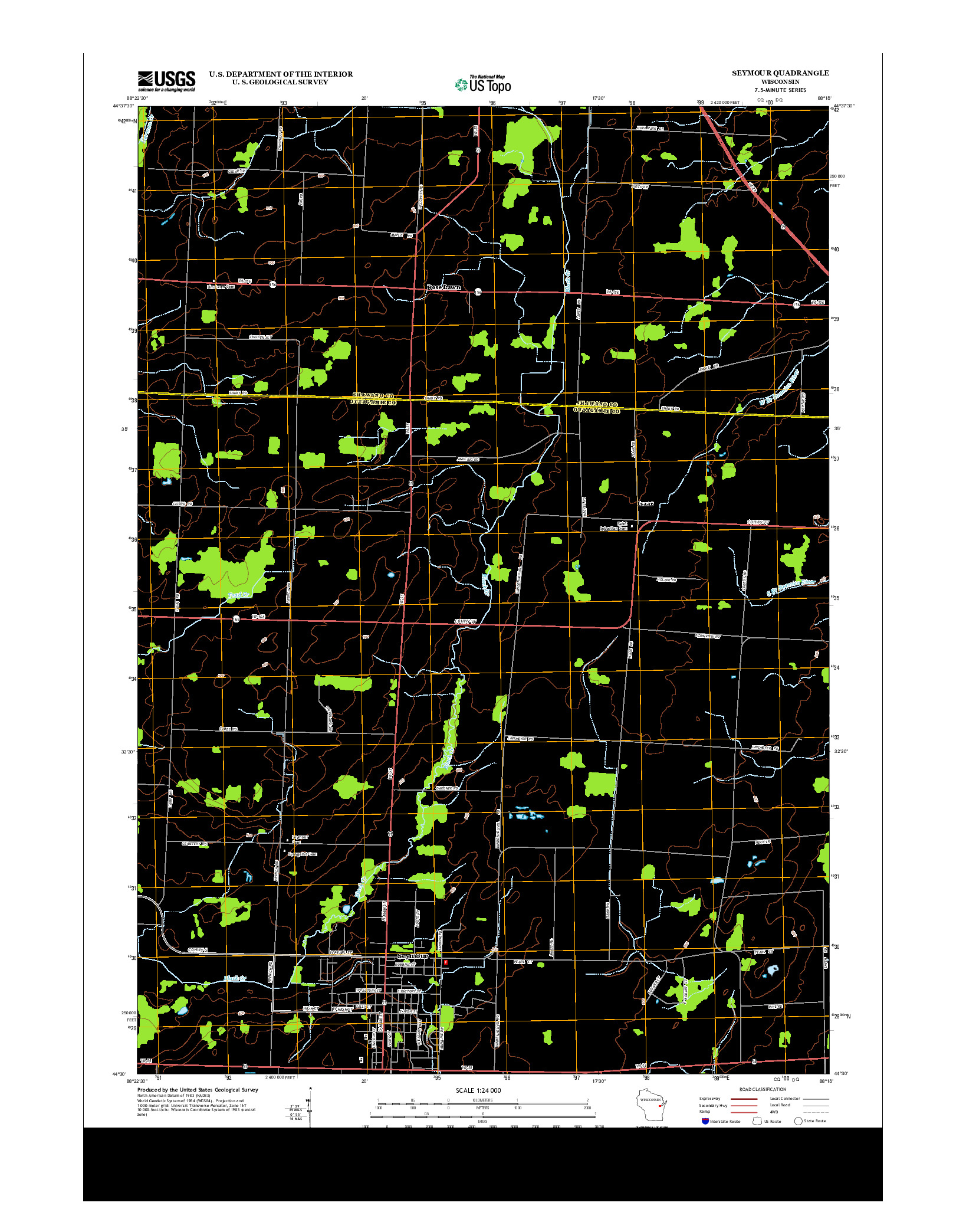 USGS US TOPO 7.5-MINUTE MAP FOR SEYMOUR, WI 2013