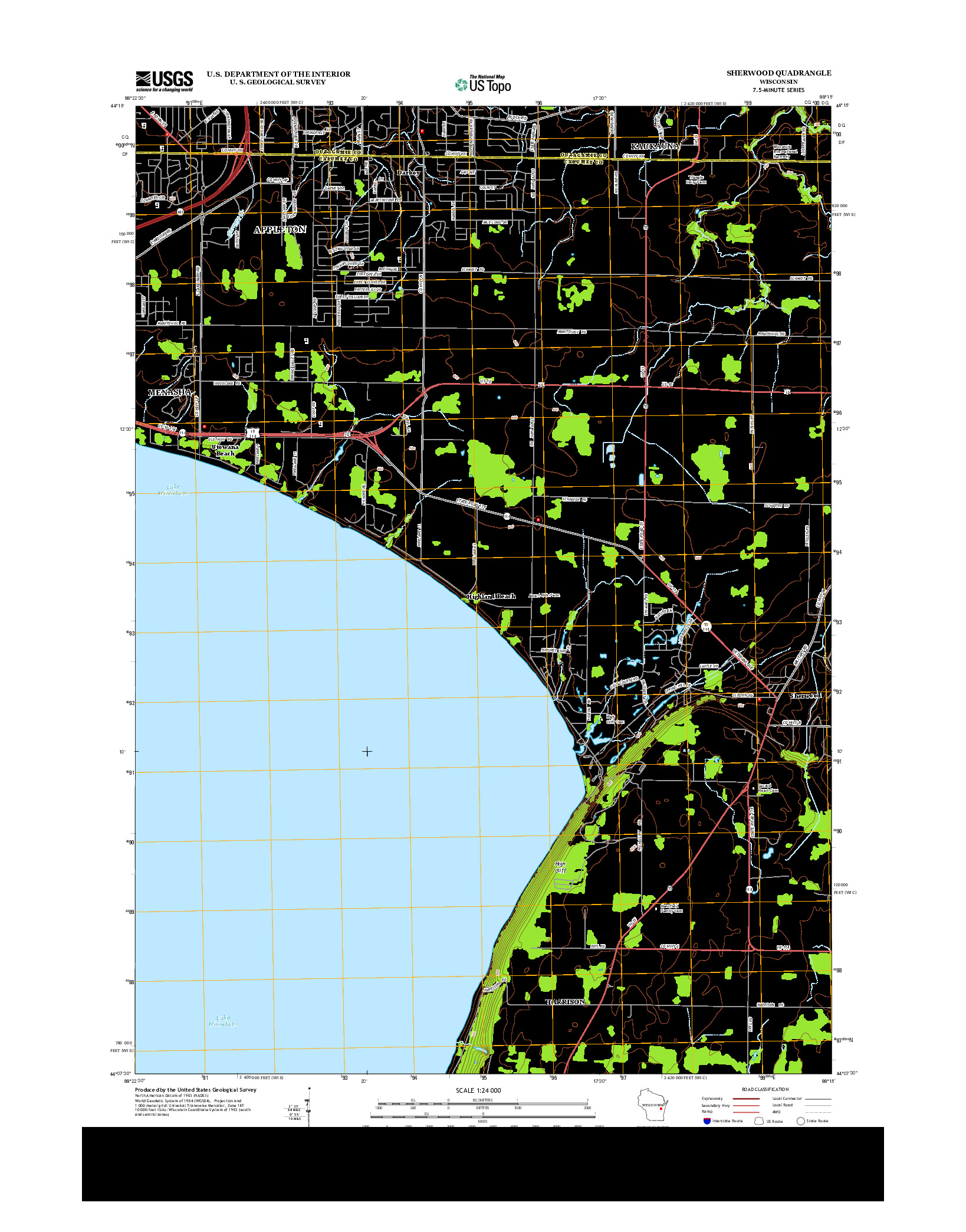 USGS US TOPO 7.5-MINUTE MAP FOR SHERWOOD, WI 2013