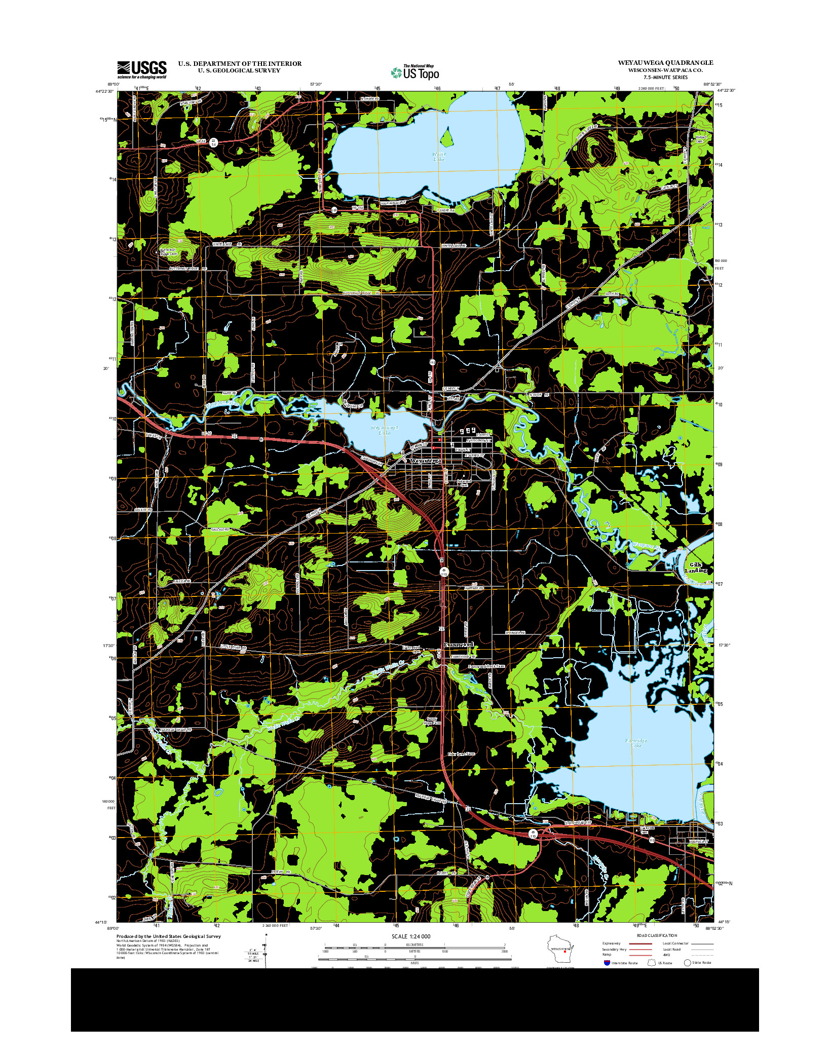 USGS US TOPO 7.5-MINUTE MAP FOR WEYAUWEGA, WI 2013