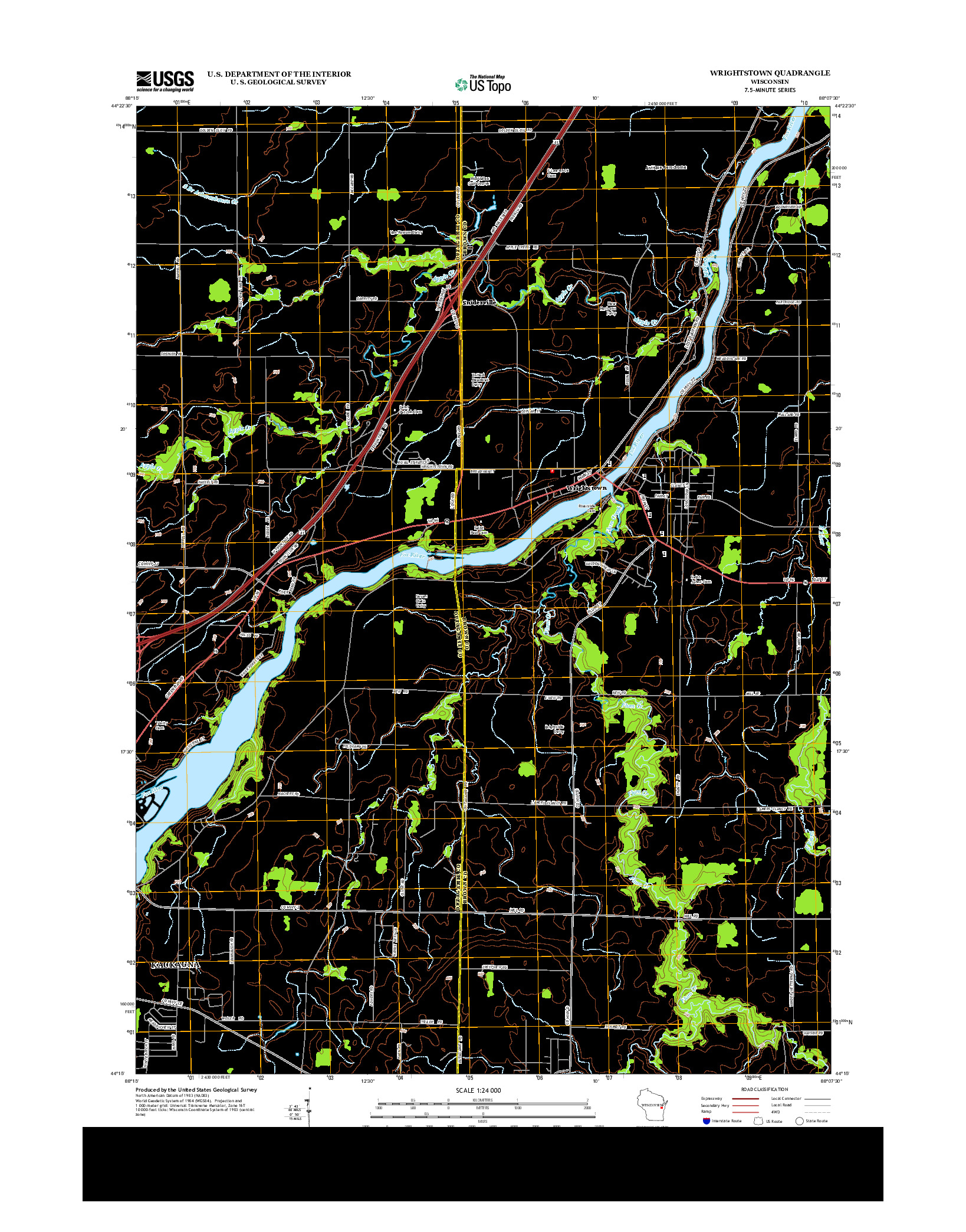 USGS US TOPO 7.5-MINUTE MAP FOR WRIGHTSTOWN, WI 2013