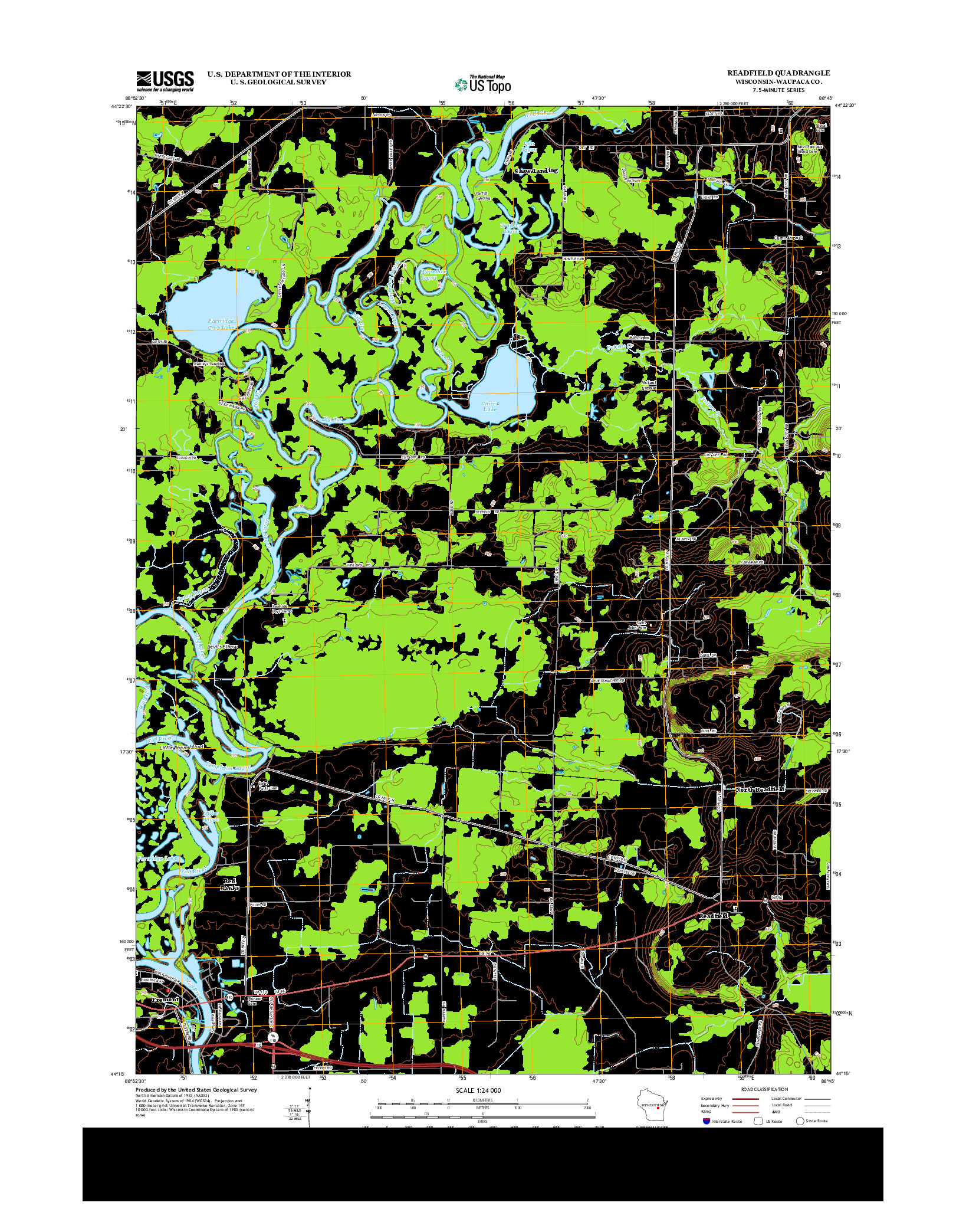 USGS US TOPO 7.5-MINUTE MAP FOR READFIELD, WI 2013