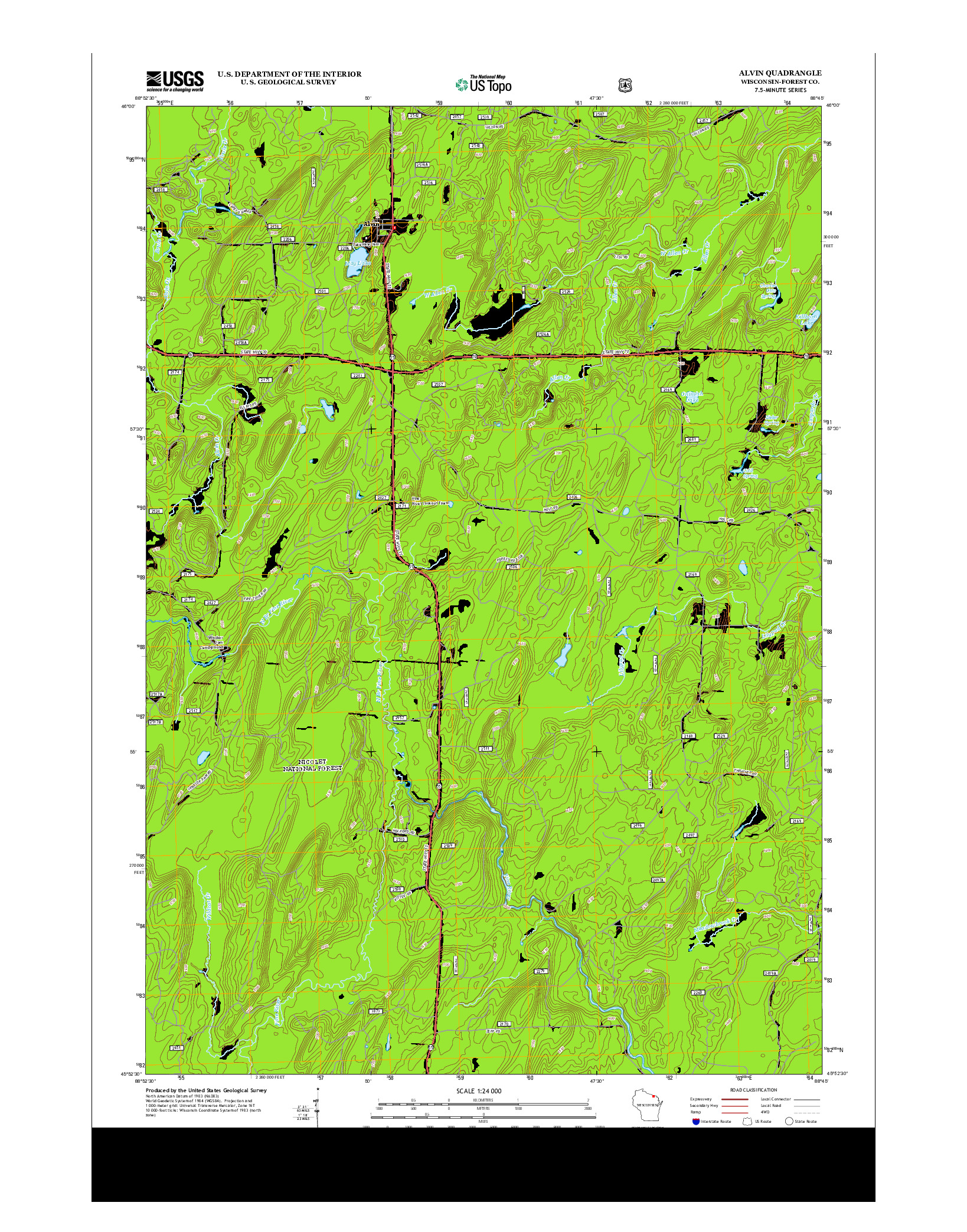 USGS US TOPO 7.5-MINUTE MAP FOR ALVIN, WI 2013
