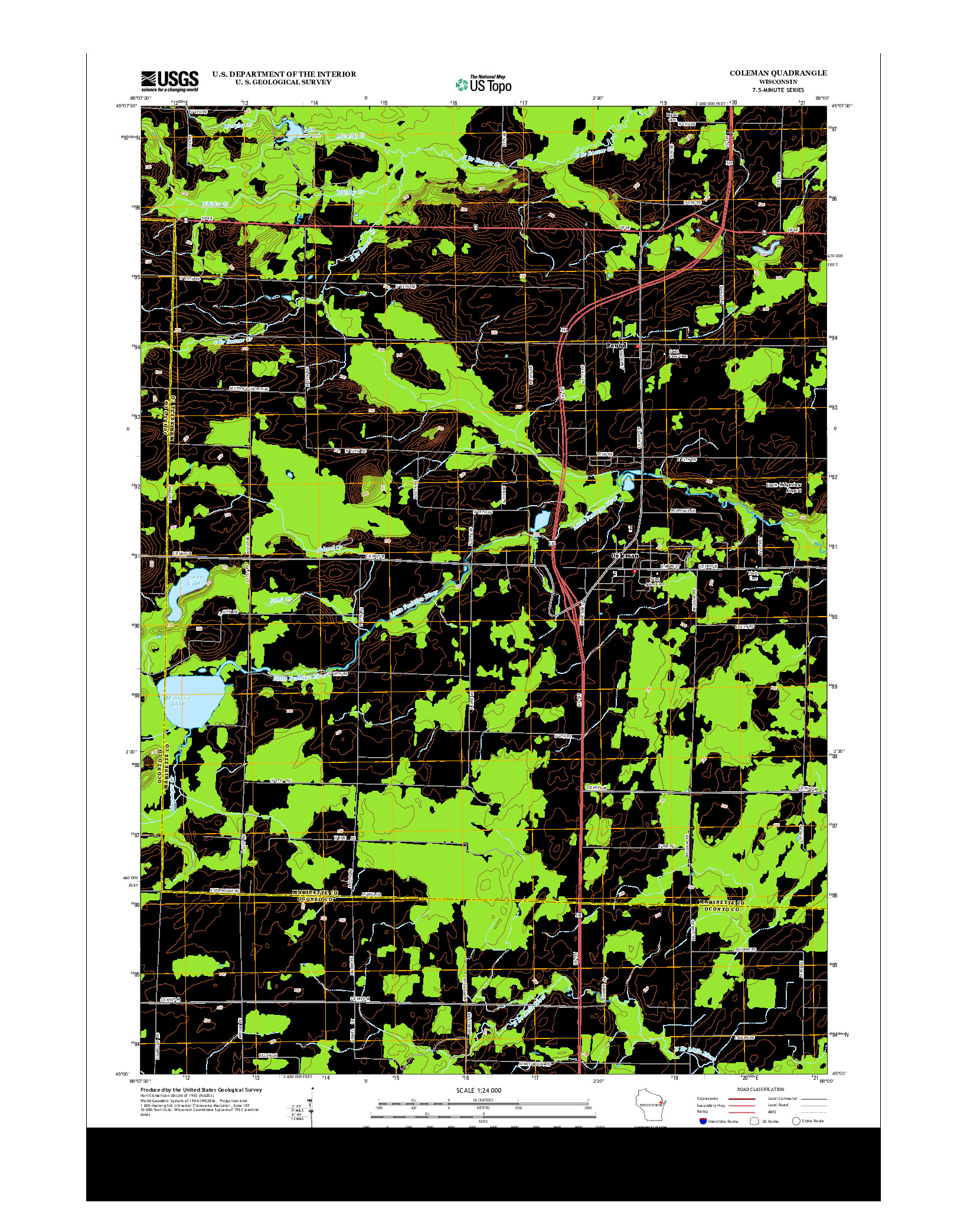 USGS US TOPO 7.5-MINUTE MAP FOR COLEMAN, WI 2013