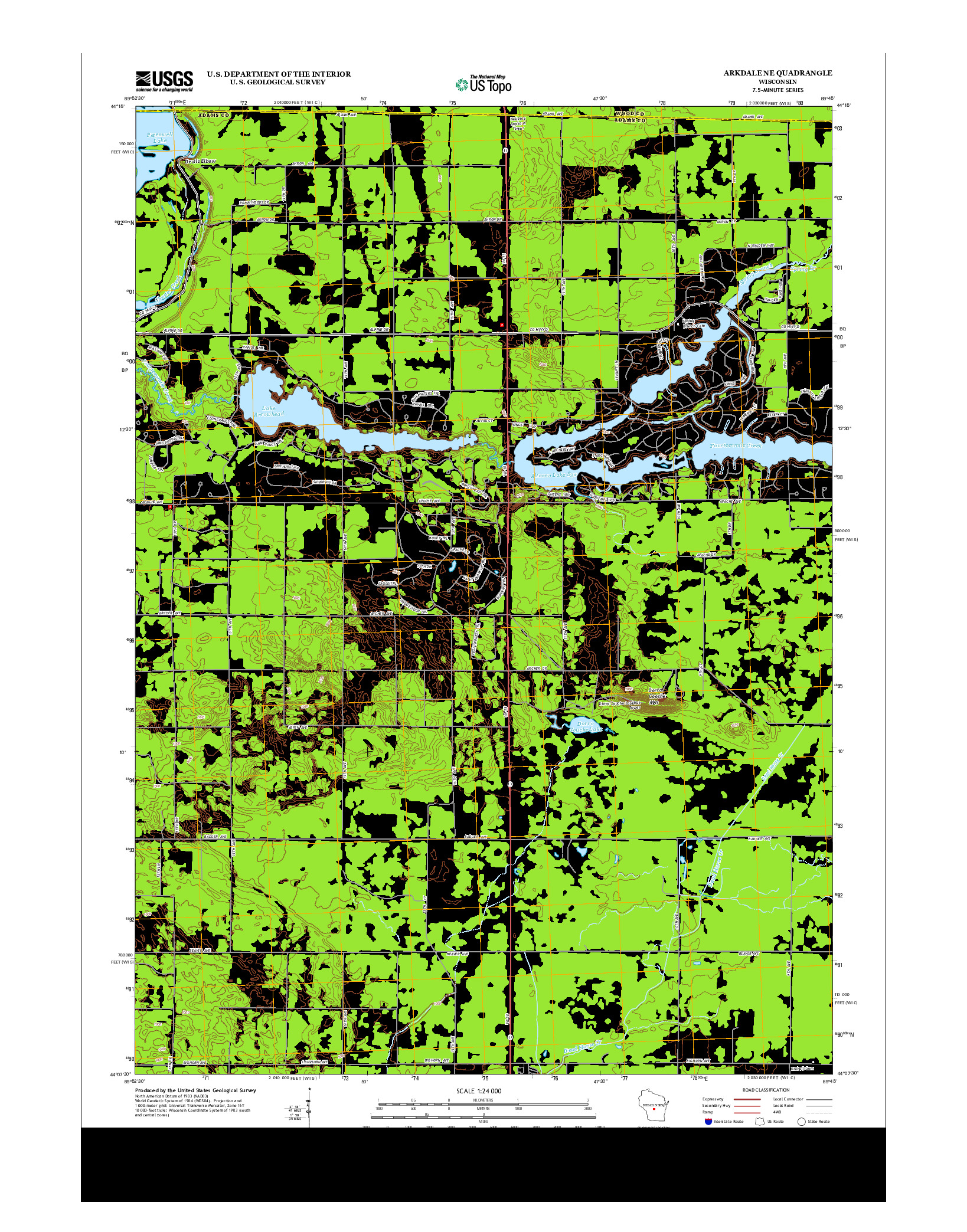 USGS US TOPO 7.5-MINUTE MAP FOR ARKDALE NE, WI 2013