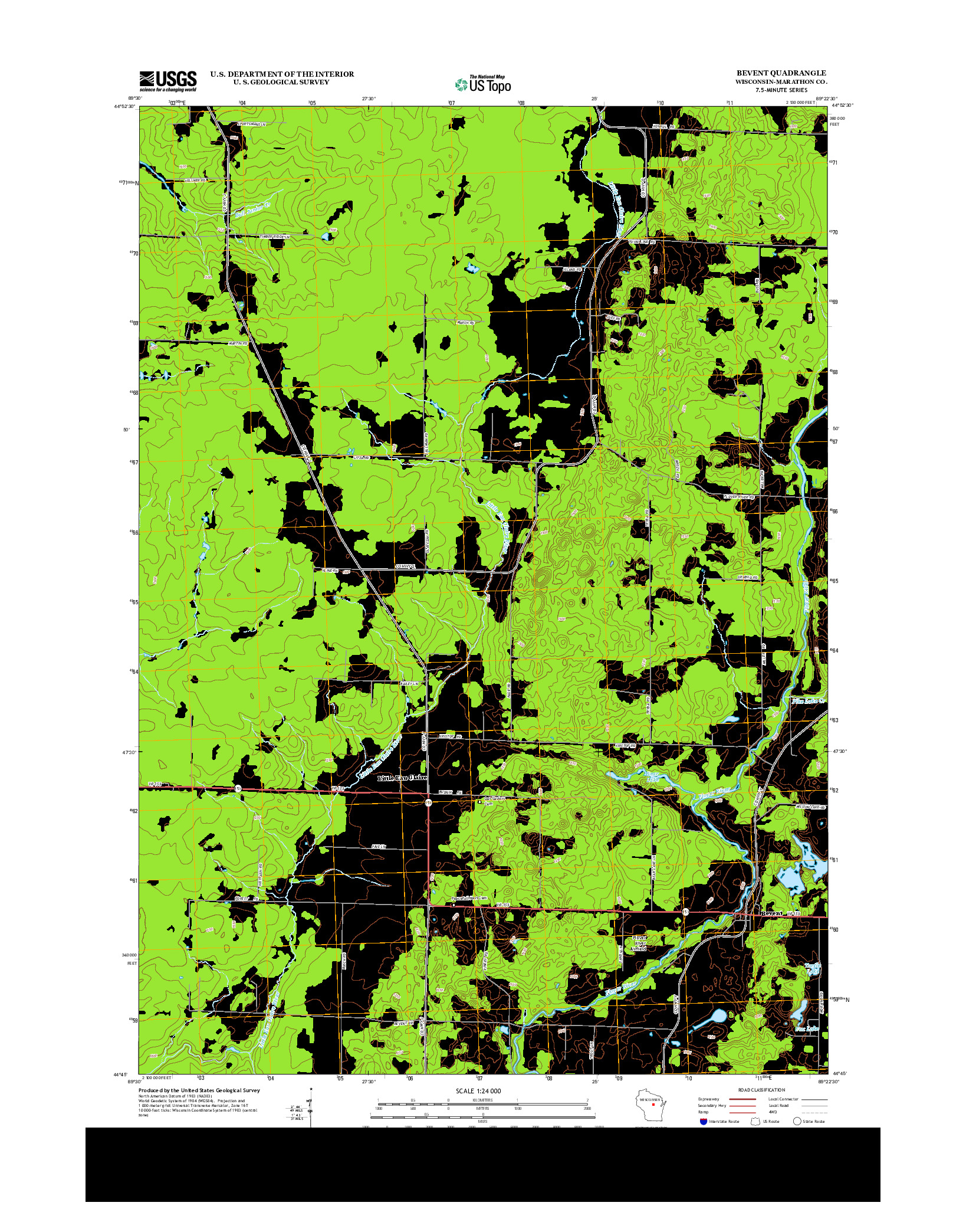 USGS US TOPO 7.5-MINUTE MAP FOR BEVENT, WI 2013