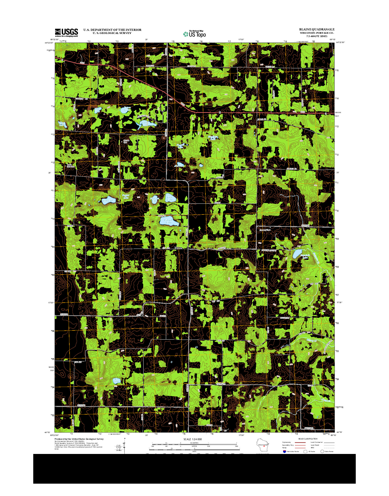 USGS US TOPO 7.5-MINUTE MAP FOR BLAINE, WI 2013