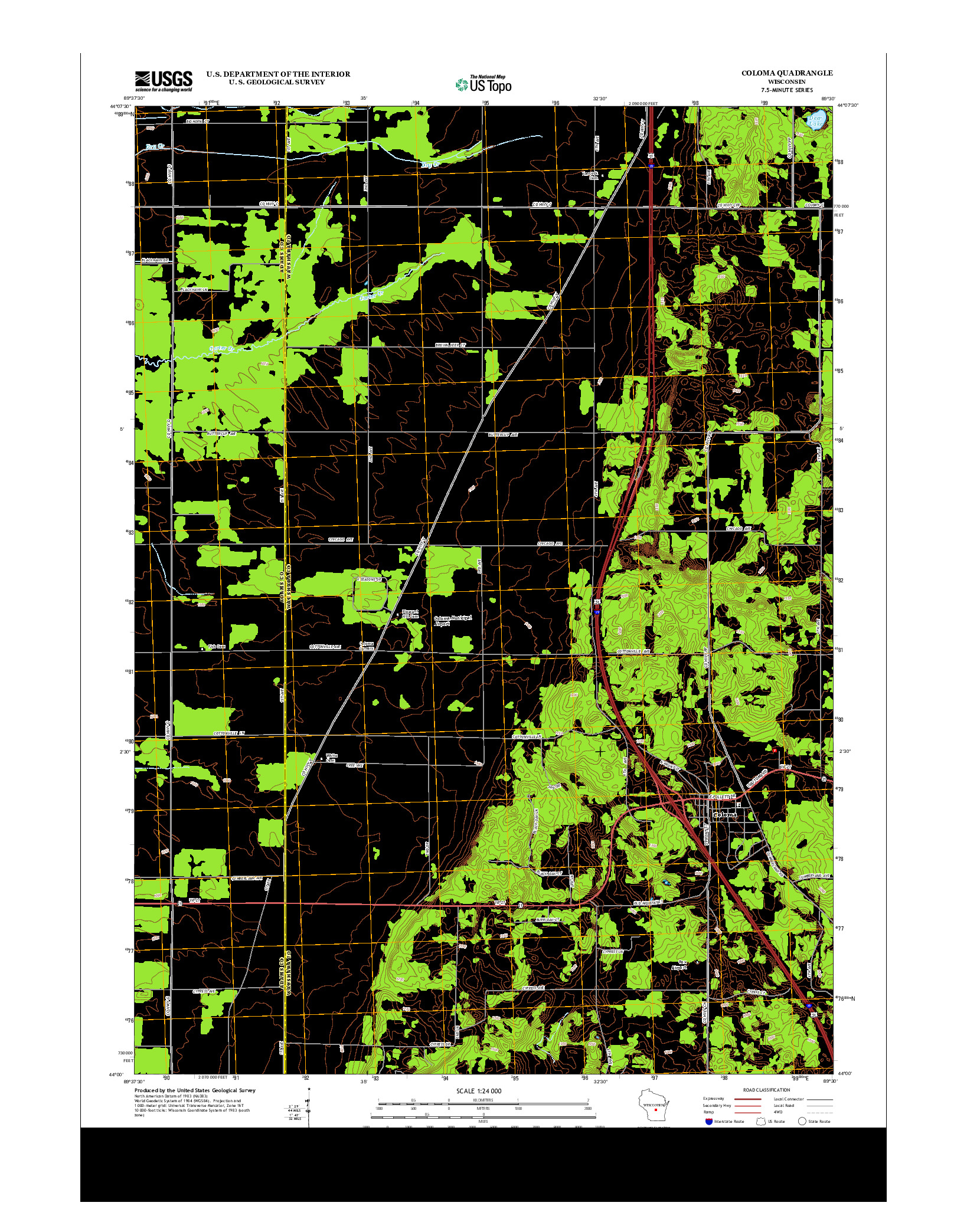 USGS US TOPO 7.5-MINUTE MAP FOR COLOMA, WI 2013