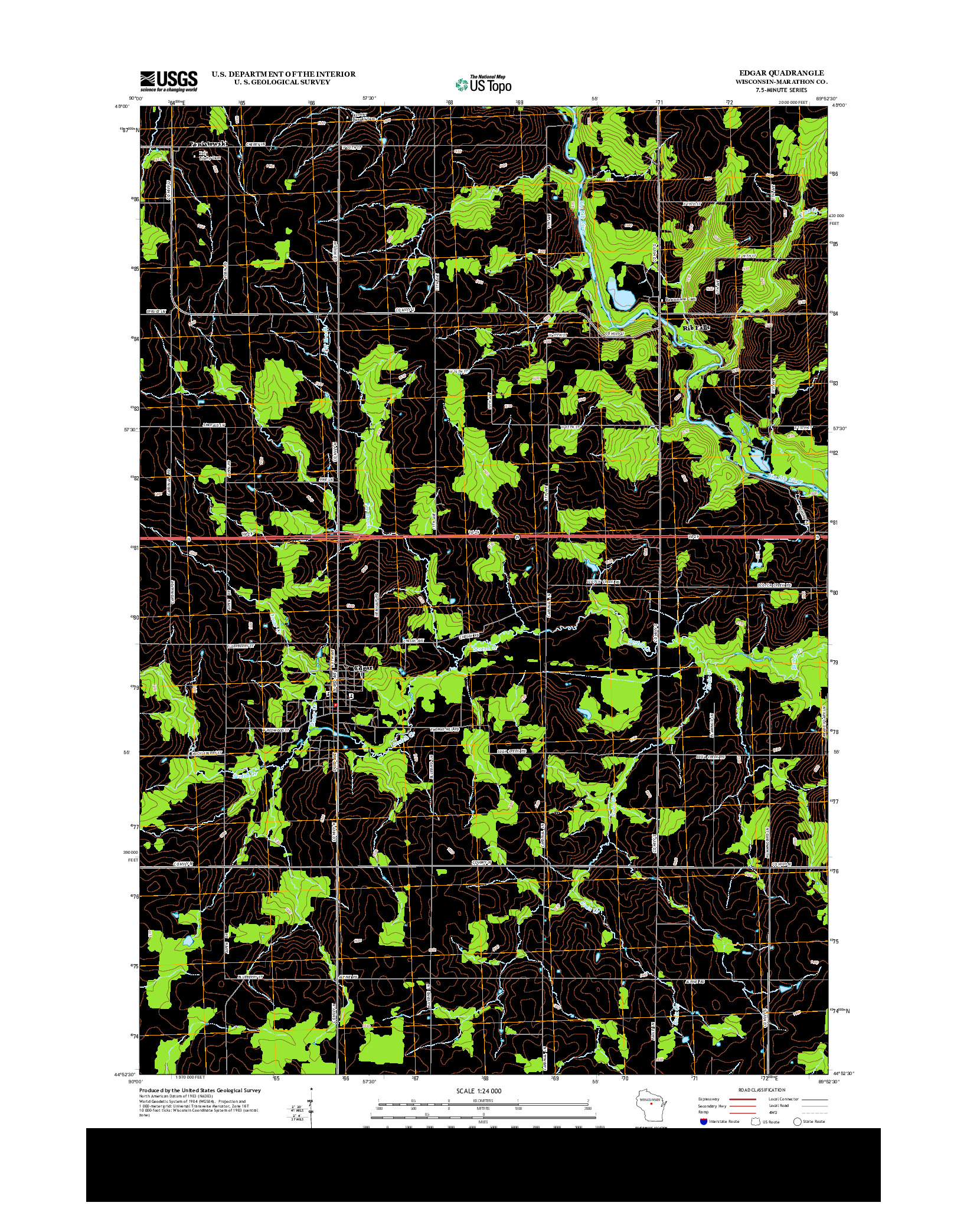 USGS US TOPO 7.5-MINUTE MAP FOR EDGAR, WI 2013