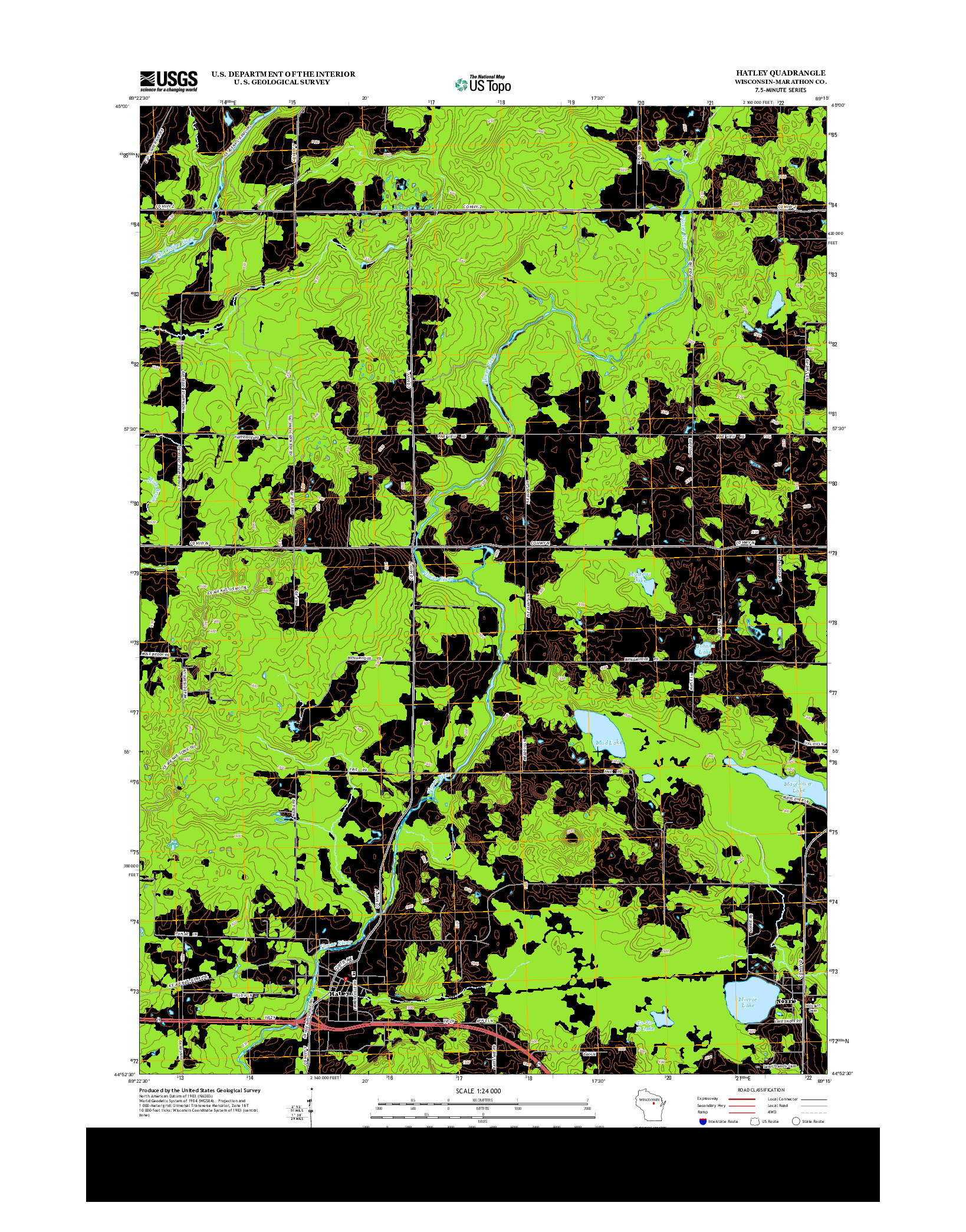 USGS US TOPO 7.5-MINUTE MAP FOR HATLEY, WI 2013