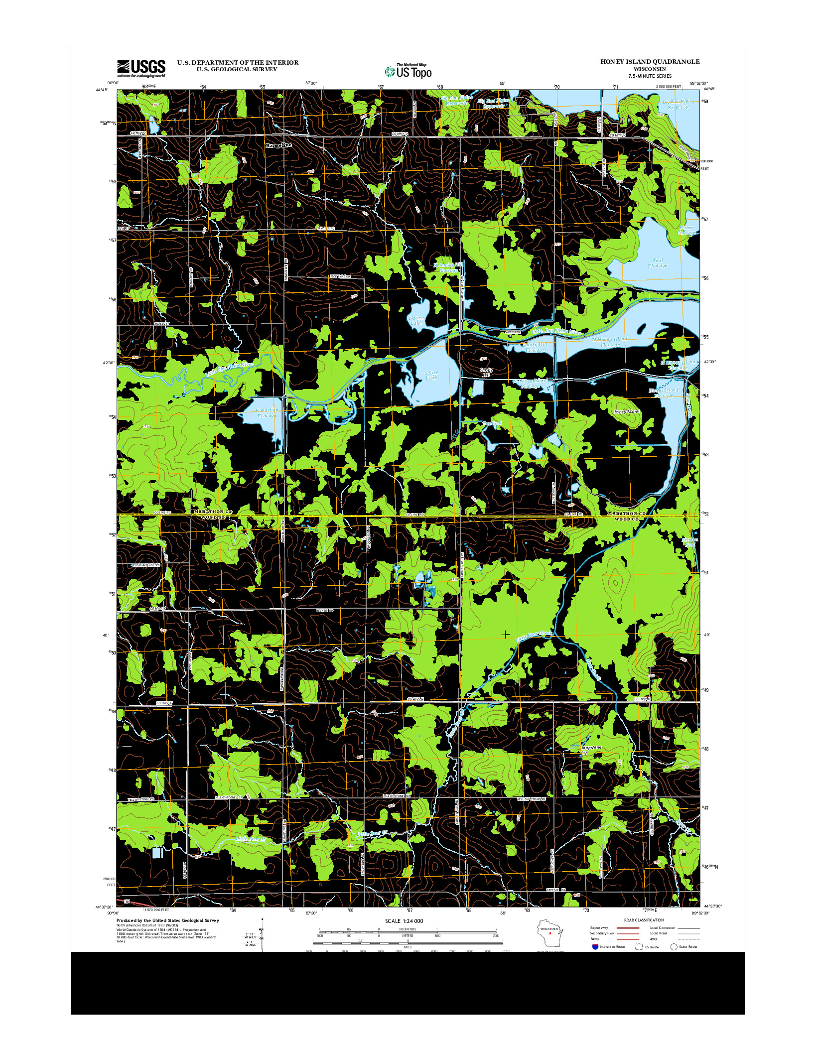 USGS US TOPO 7.5-MINUTE MAP FOR HONEY ISLAND, WI 2013