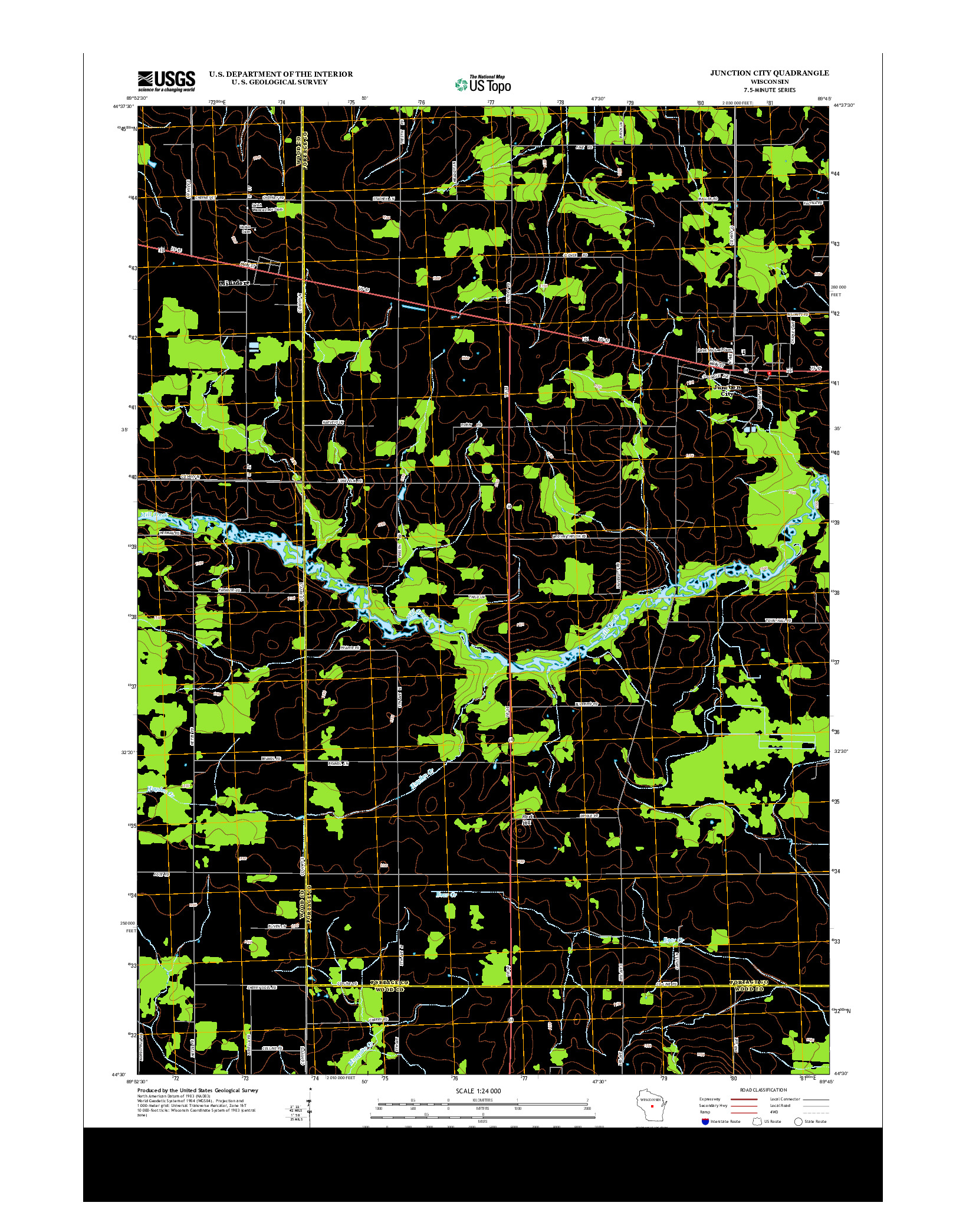 USGS US TOPO 7.5-MINUTE MAP FOR JUNCTION CITY, WI 2013