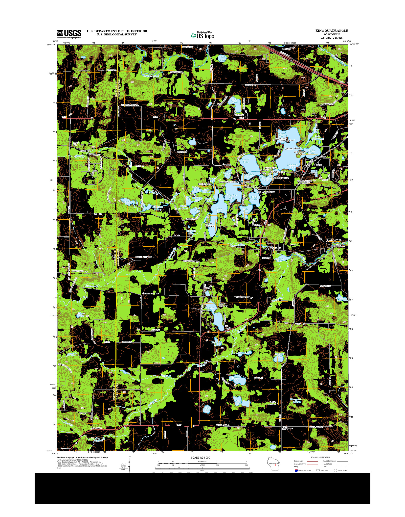 USGS US TOPO 7.5-MINUTE MAP FOR KING, WI 2013