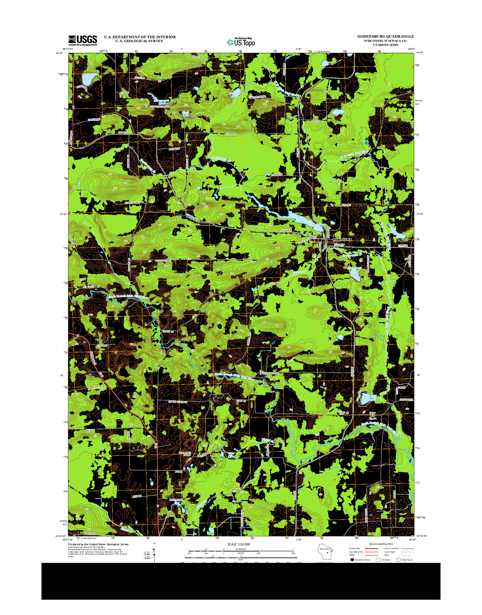 USGS US TOPO 7.5-MINUTE MAP FOR OGDENSBURG, WI 2013