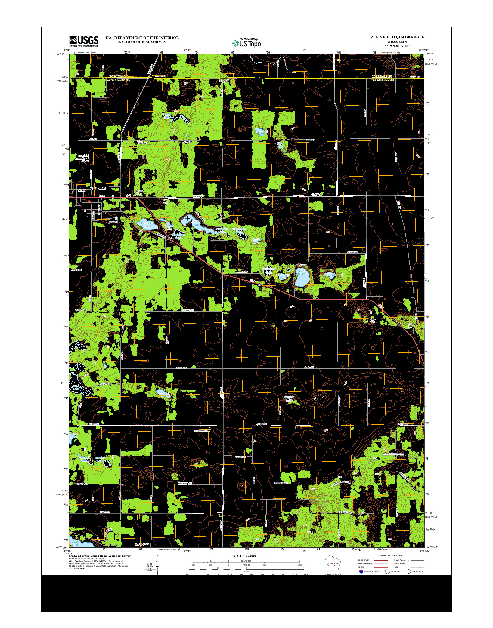 USGS US TOPO 7.5-MINUTE MAP FOR PLAINFIELD, WI 2013