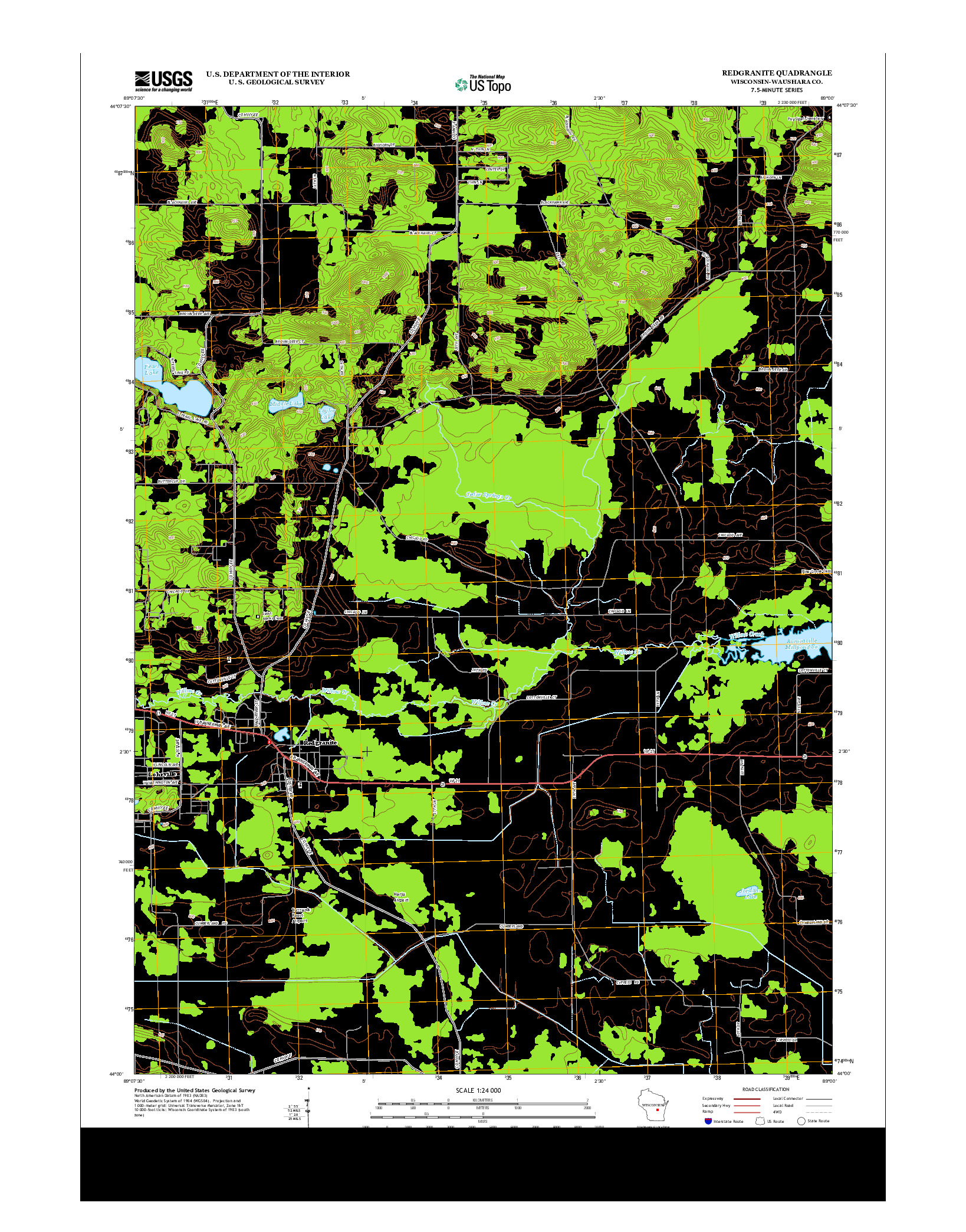 USGS US TOPO 7.5-MINUTE MAP FOR REDGRANITE, WI 2013