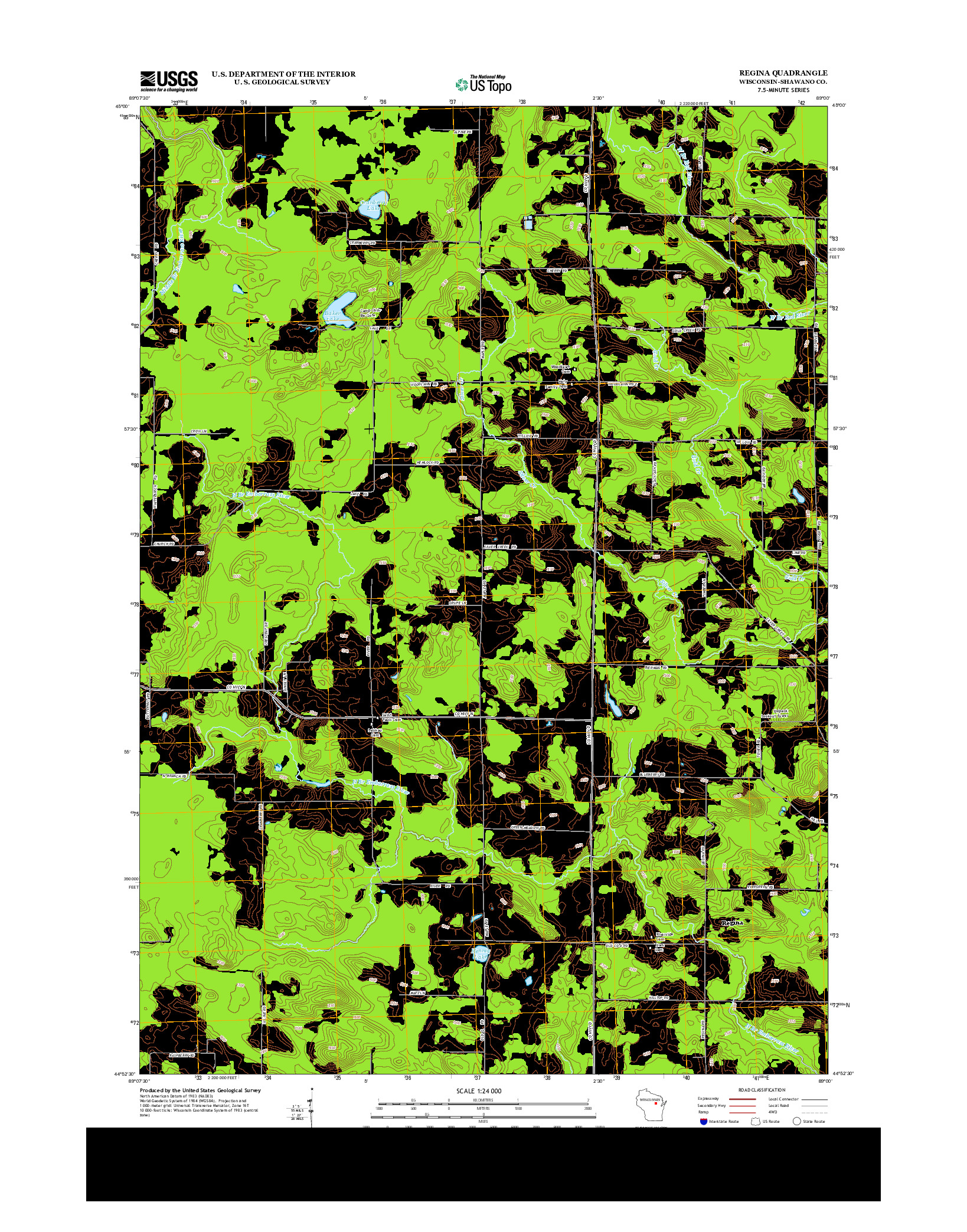 USGS US TOPO 7.5-MINUTE MAP FOR REGINA, WI 2013