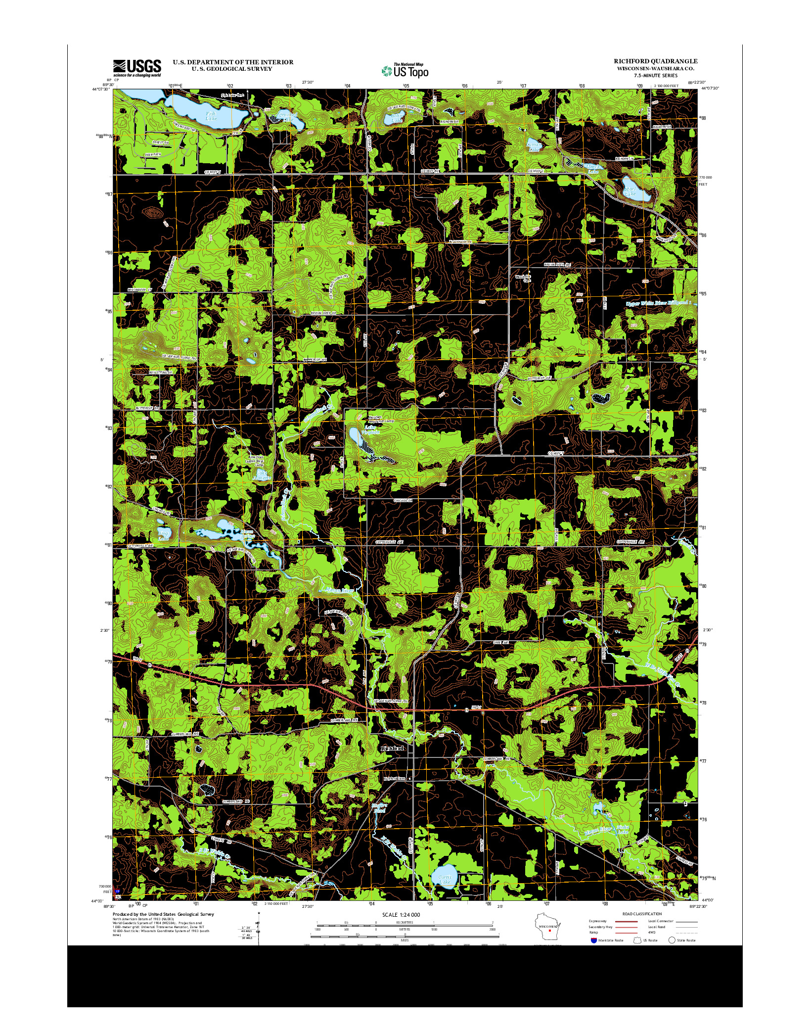 USGS US TOPO 7.5-MINUTE MAP FOR RICHFORD, WI 2013